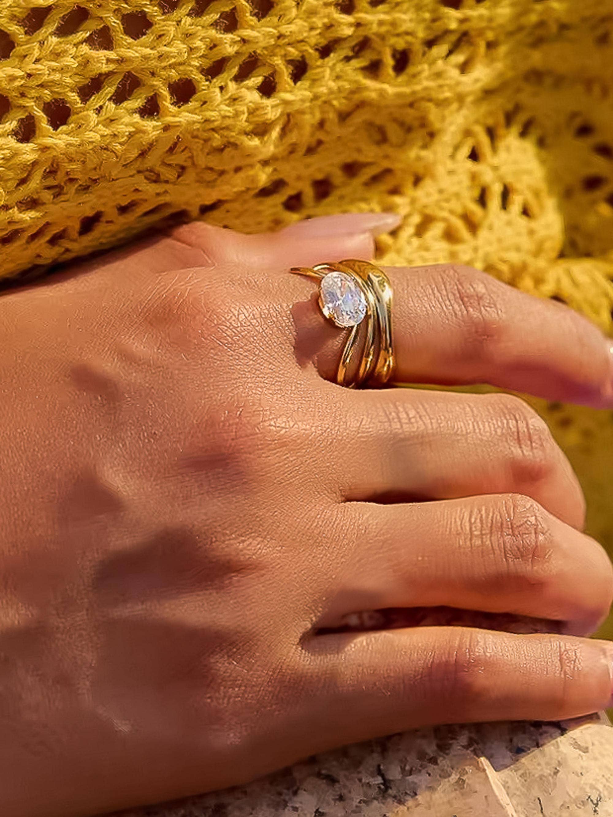 Isadora Abstract CZ Ring - Size 7