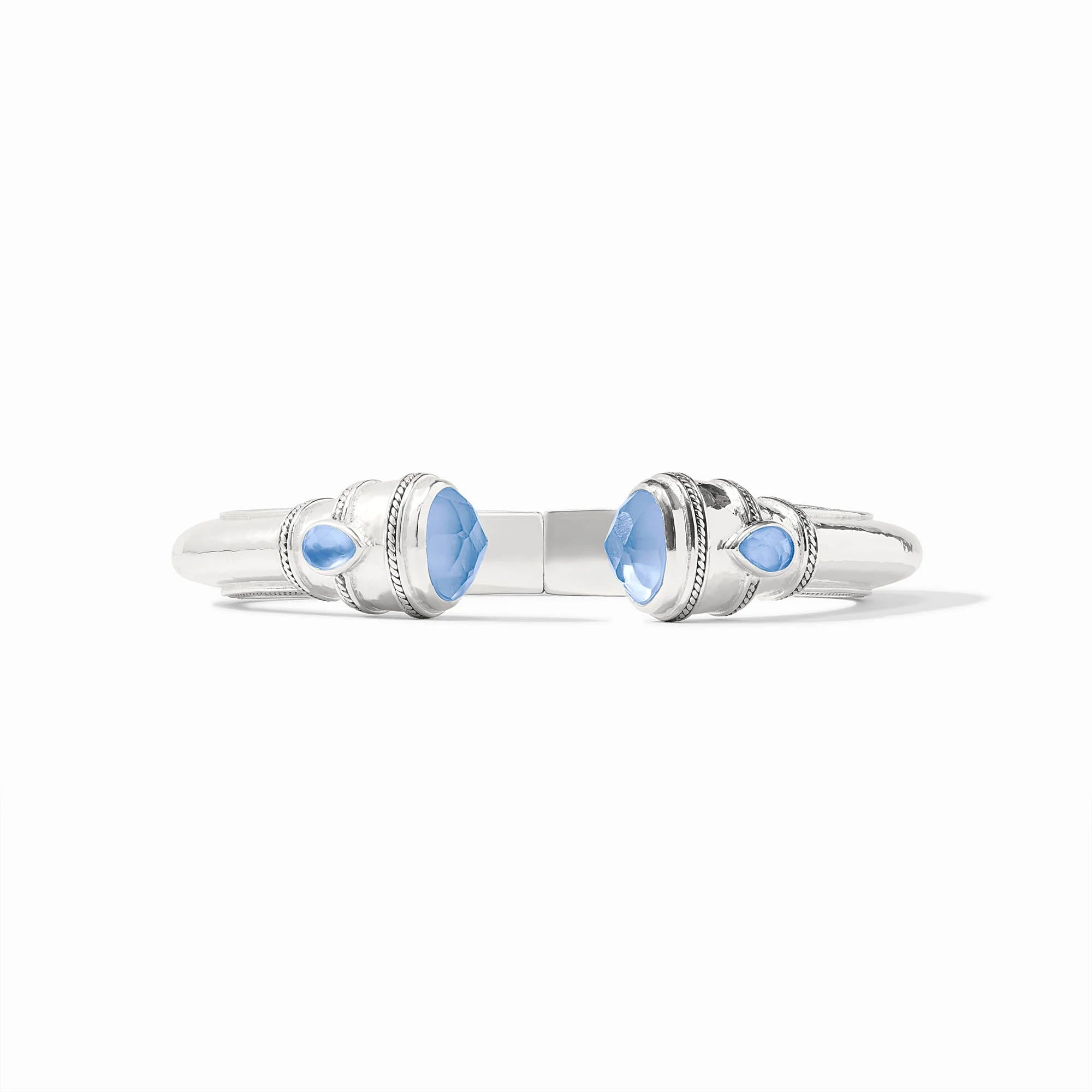 Cannes Demi Cuff in Silver Iridescent Chalcedony Blue