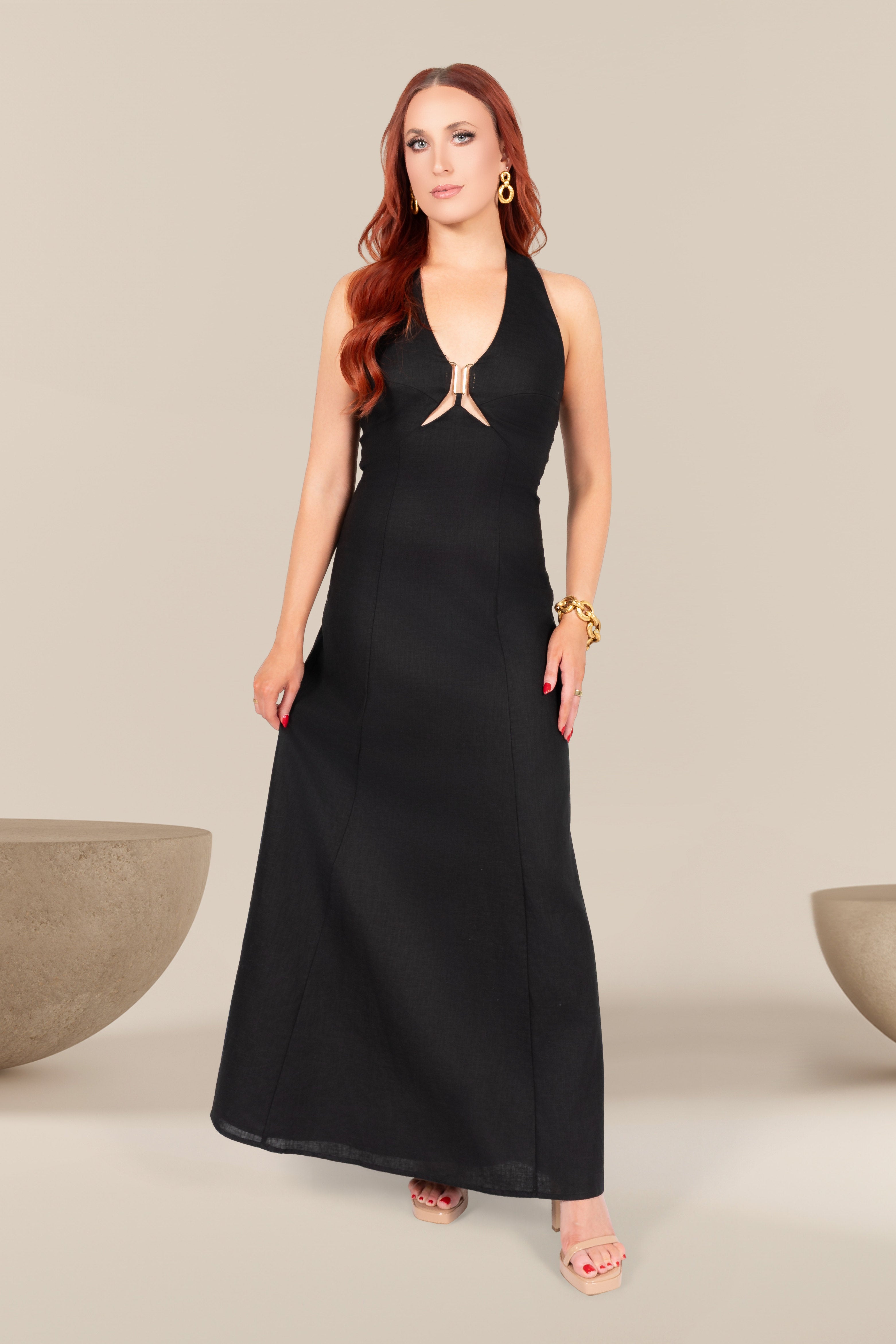 Selene Linen Halter Dress