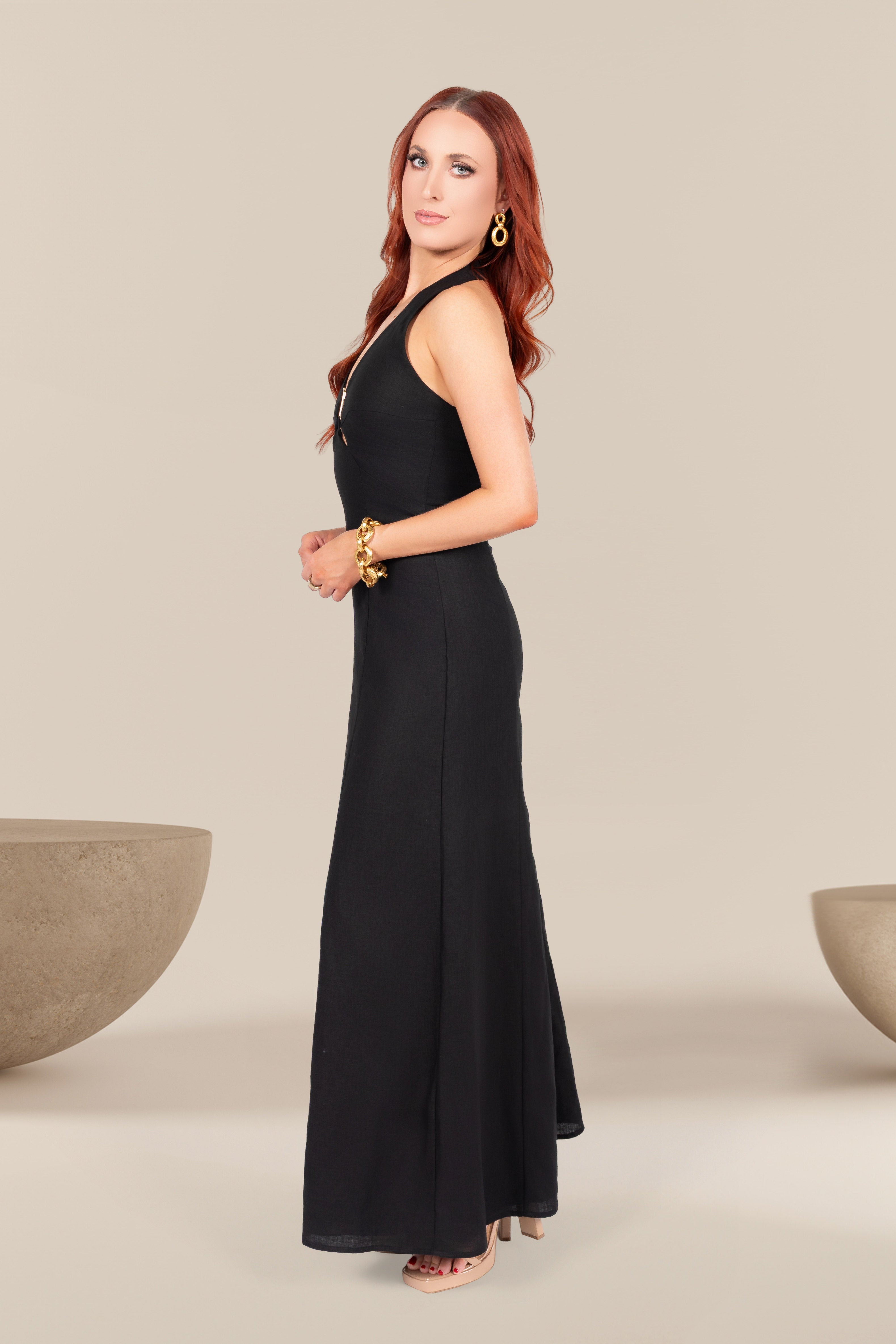 Selene Linen Halter Dress