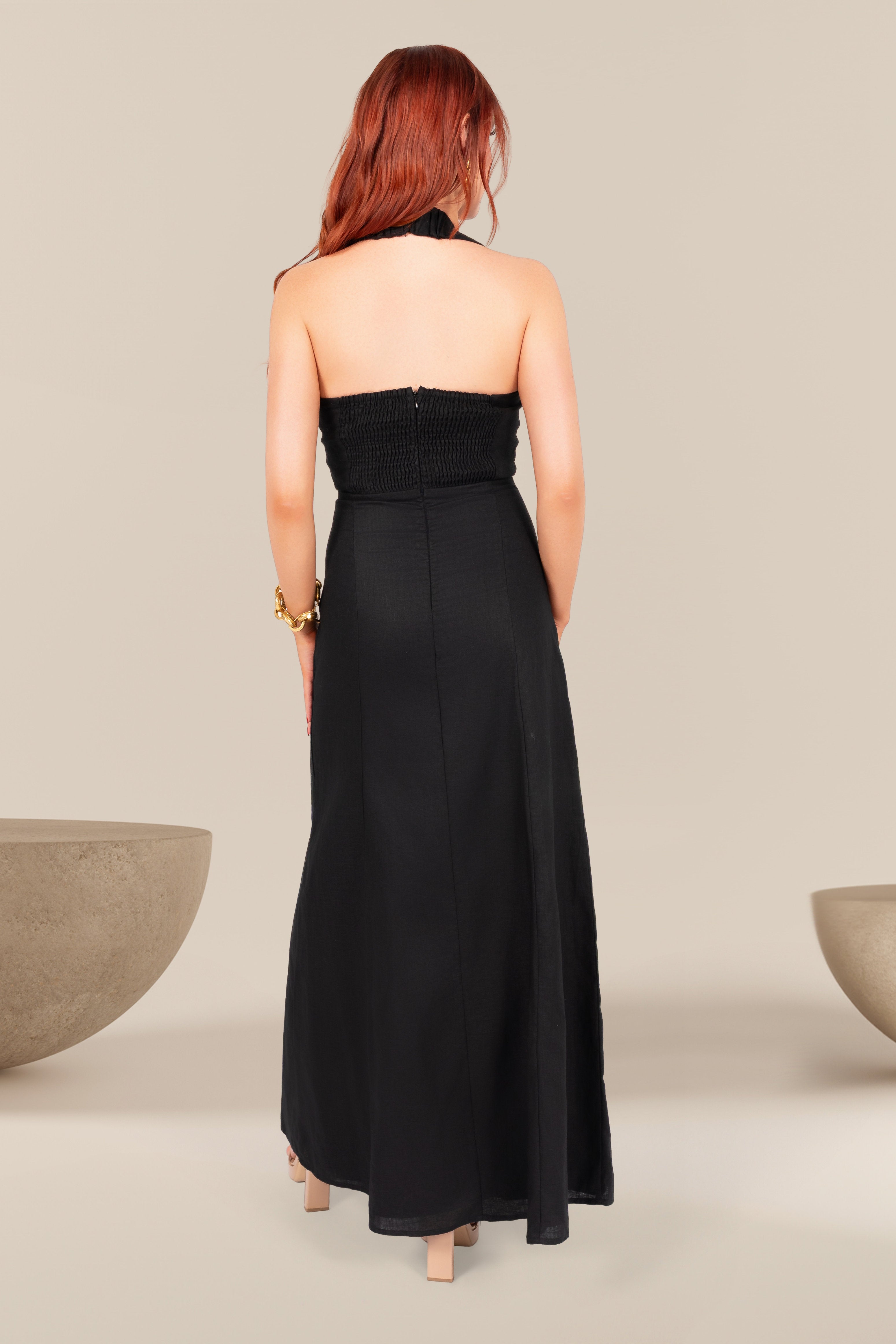 Selene Linen Halter Dress