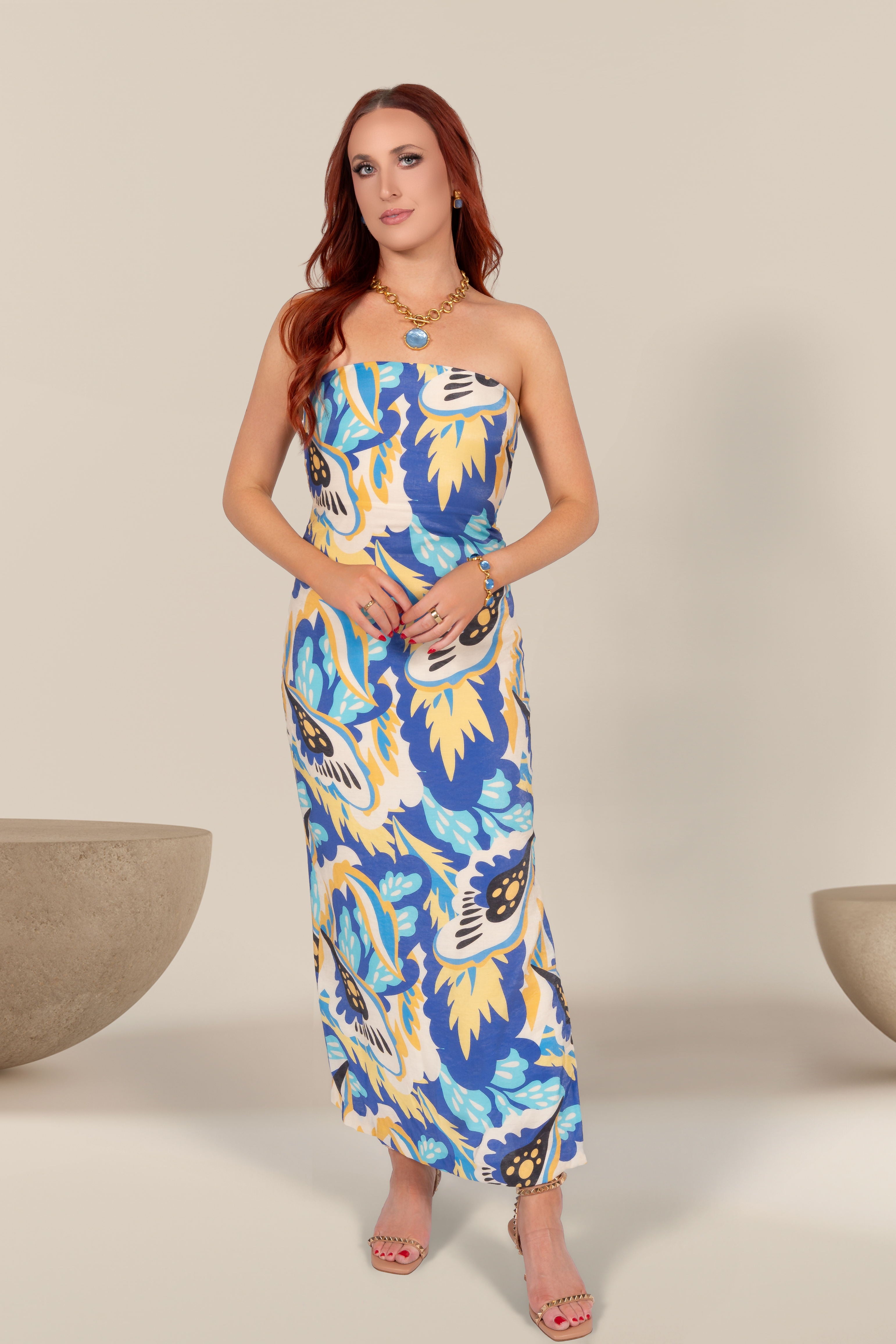 Mira Strapless Midi Dress