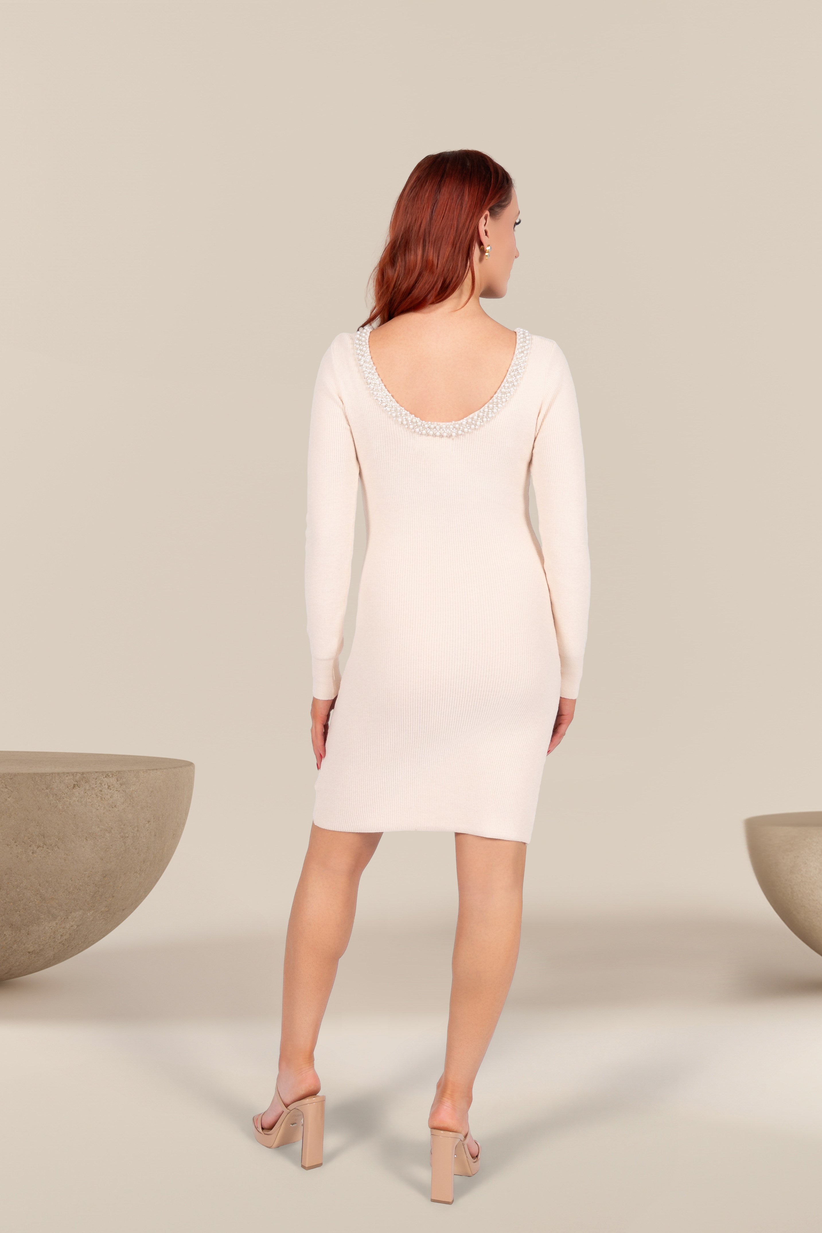 Julianne Pearl Trim Sweater Dress