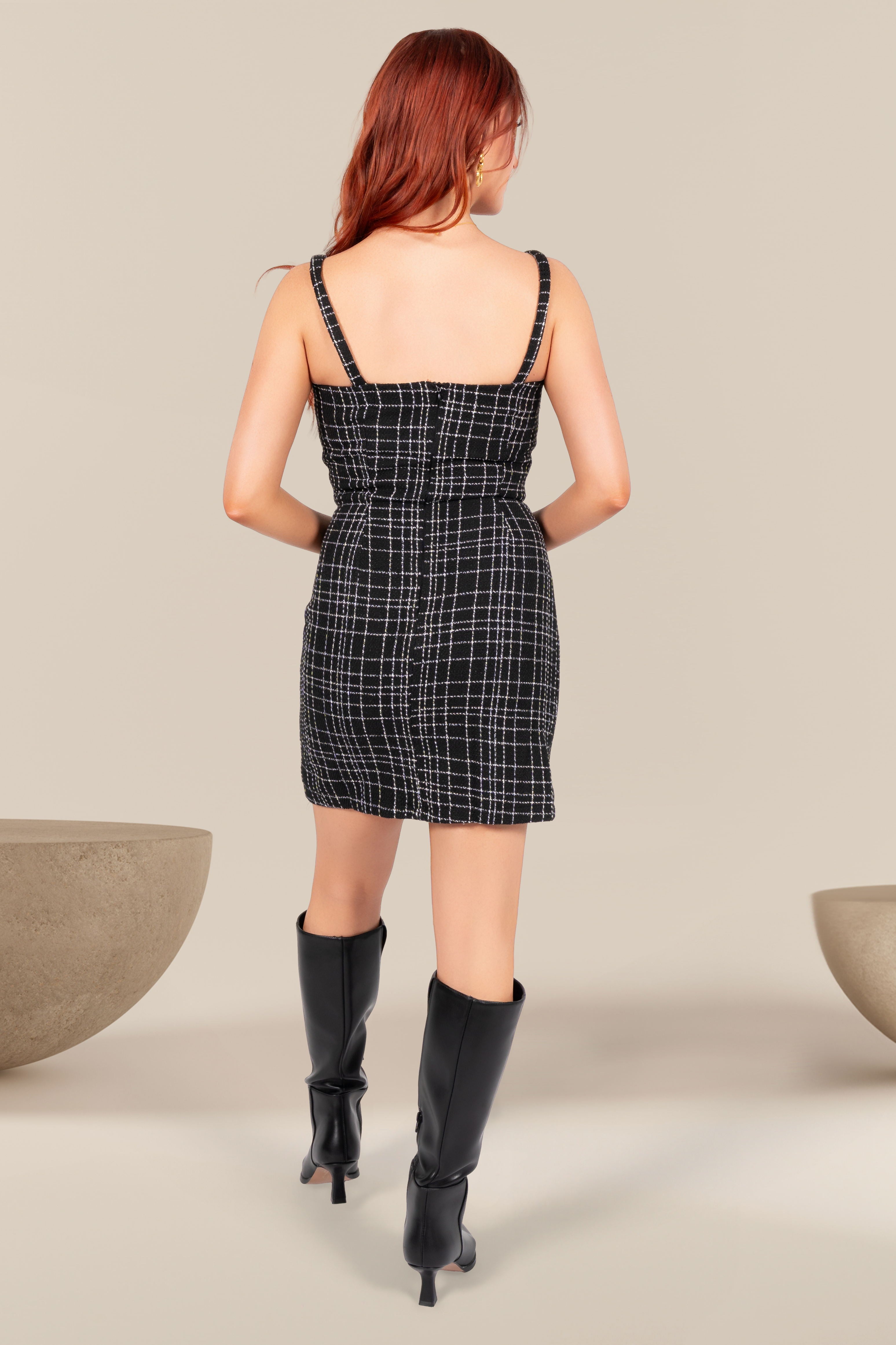 Jordan Plaid Tweed Mini Dress