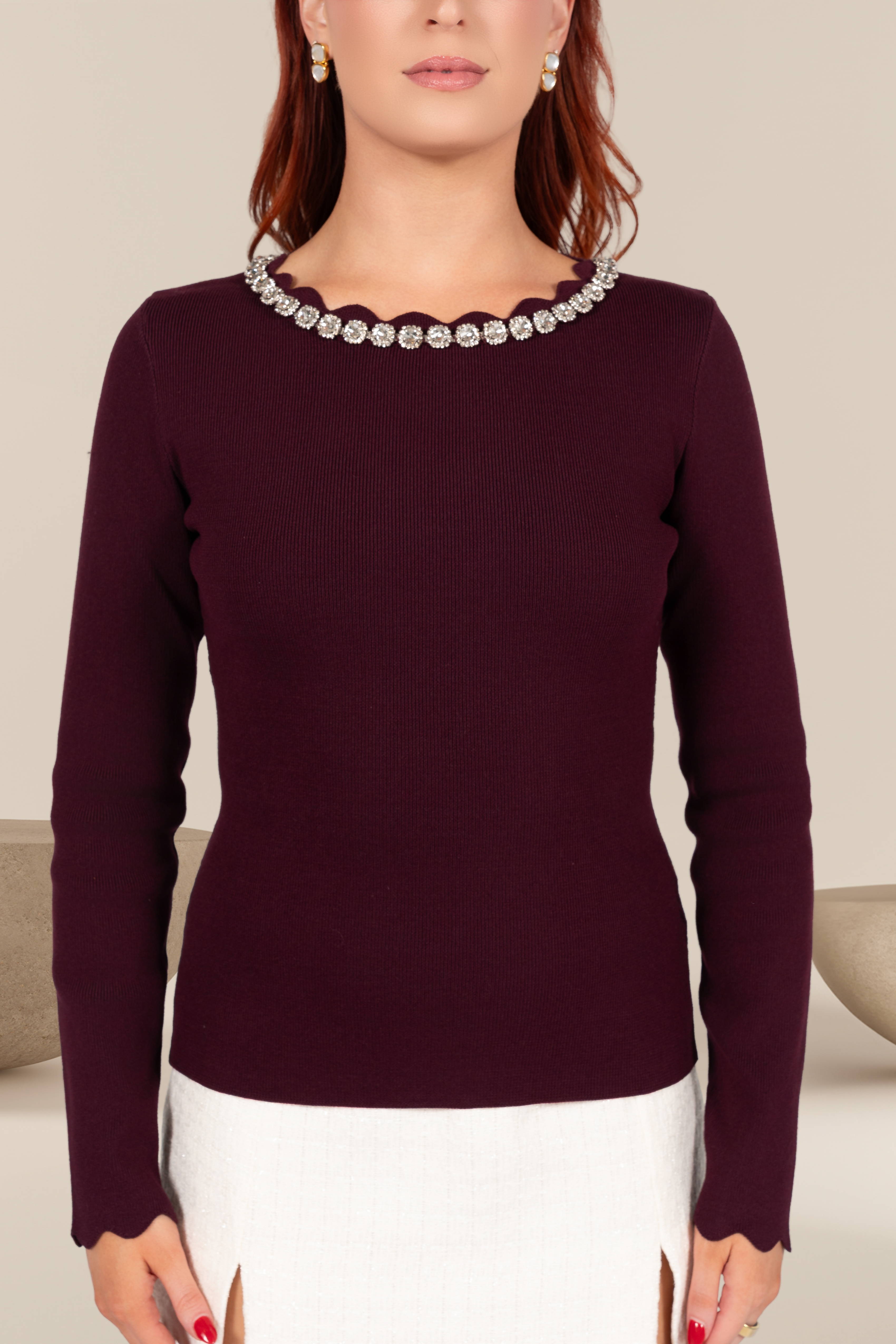 Violet Jewel Trim Top