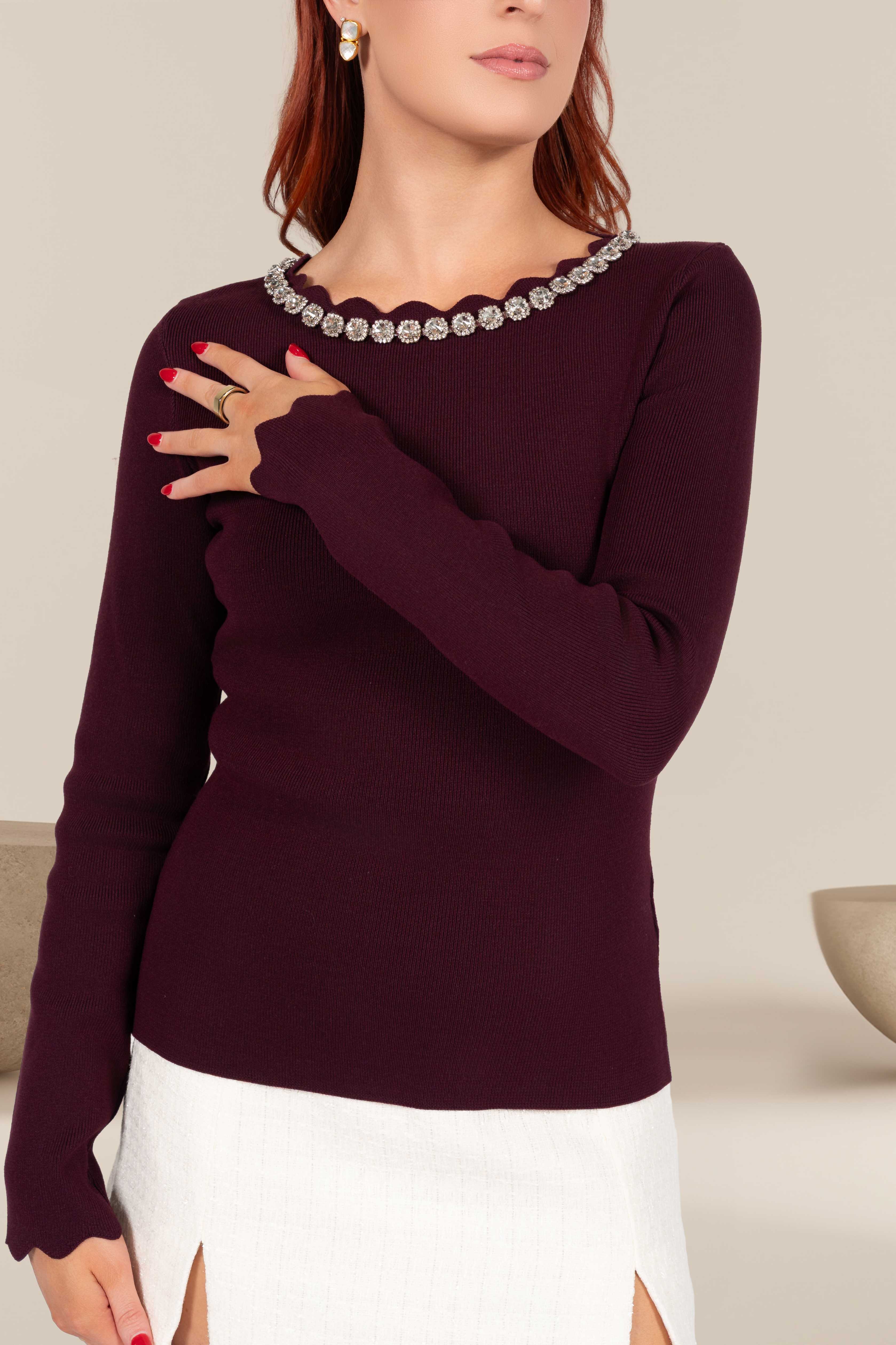 Violet Jewel Trim Top