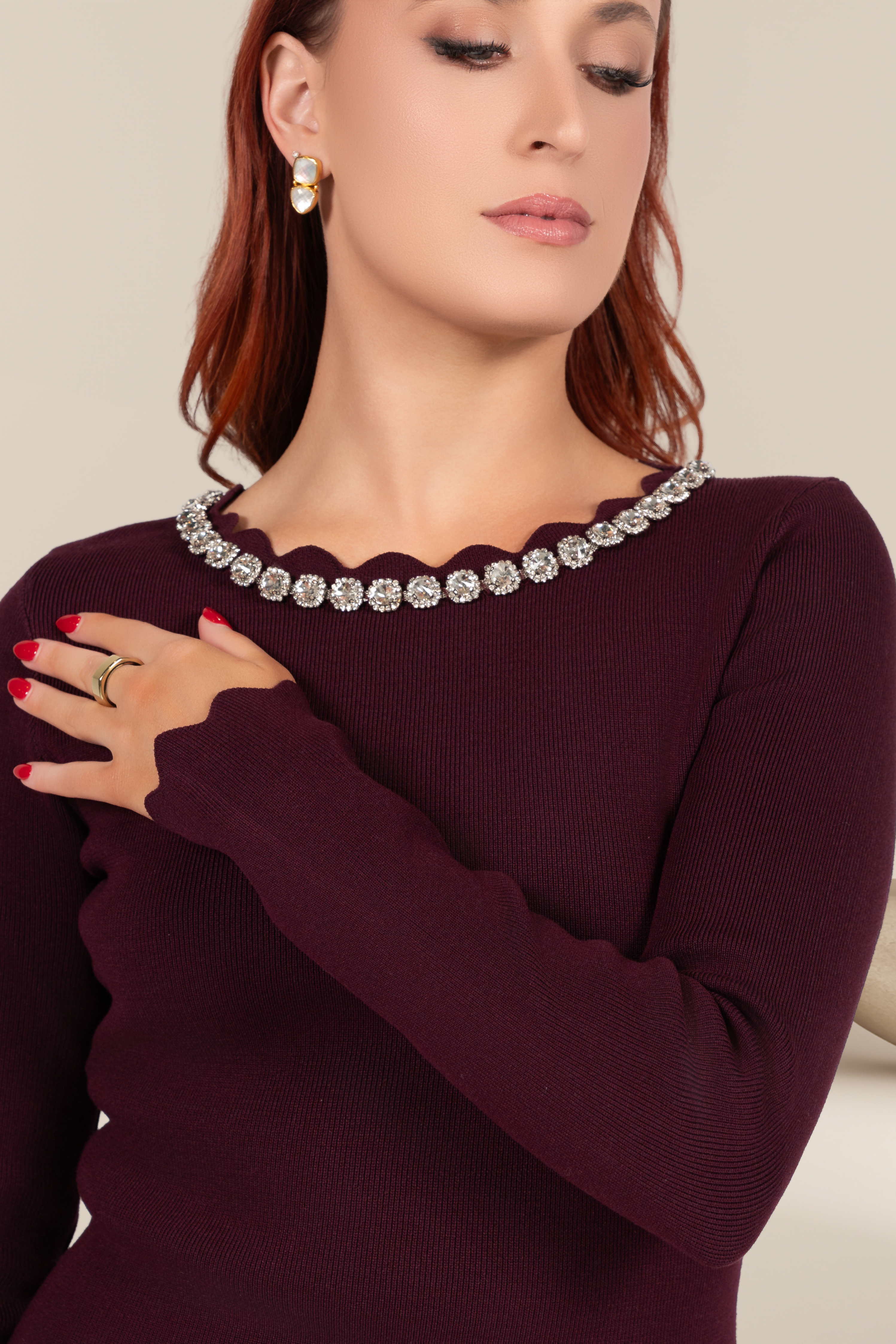 Violet Jewel Trim Top