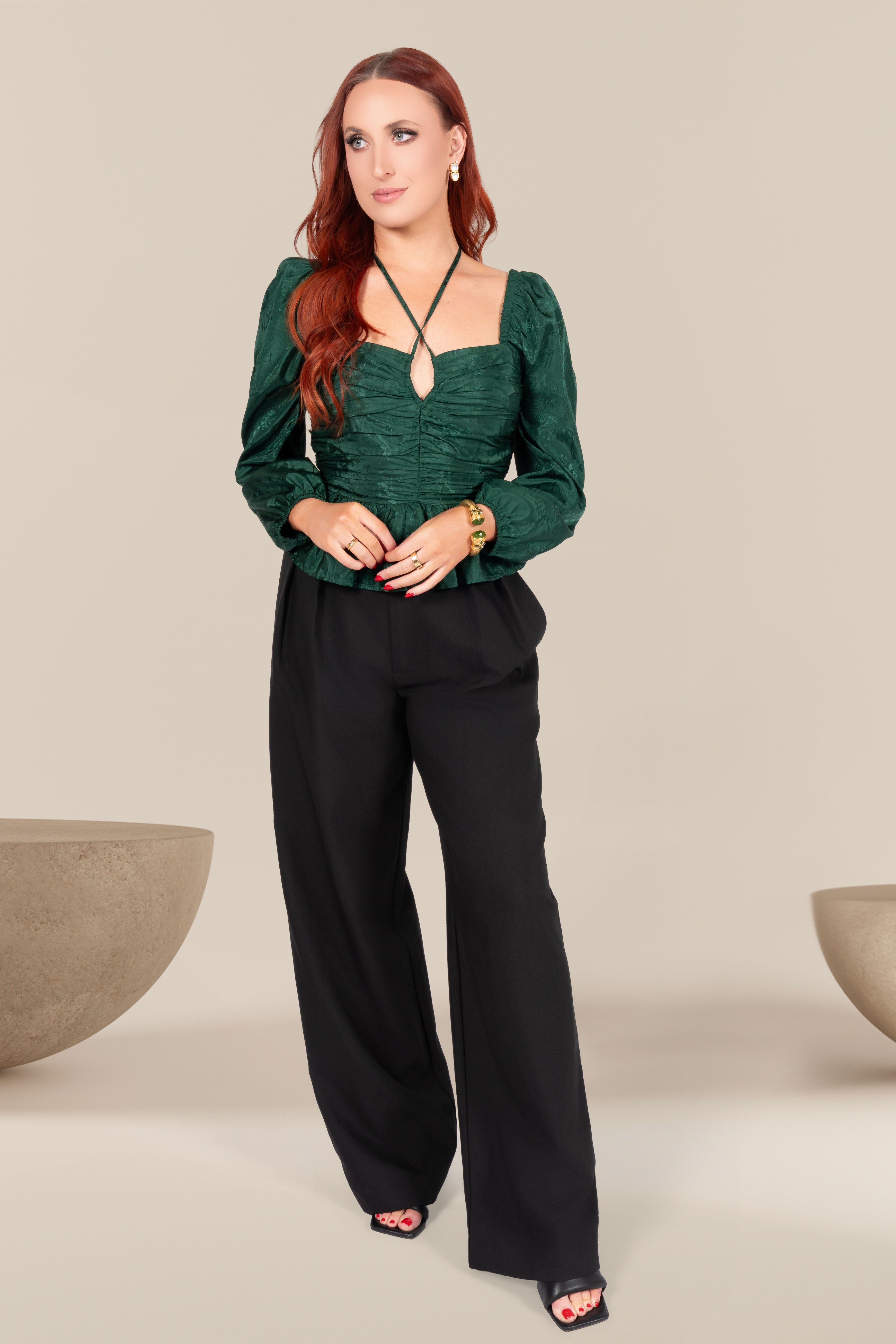 Remi Keyhole Jacquard Blouse