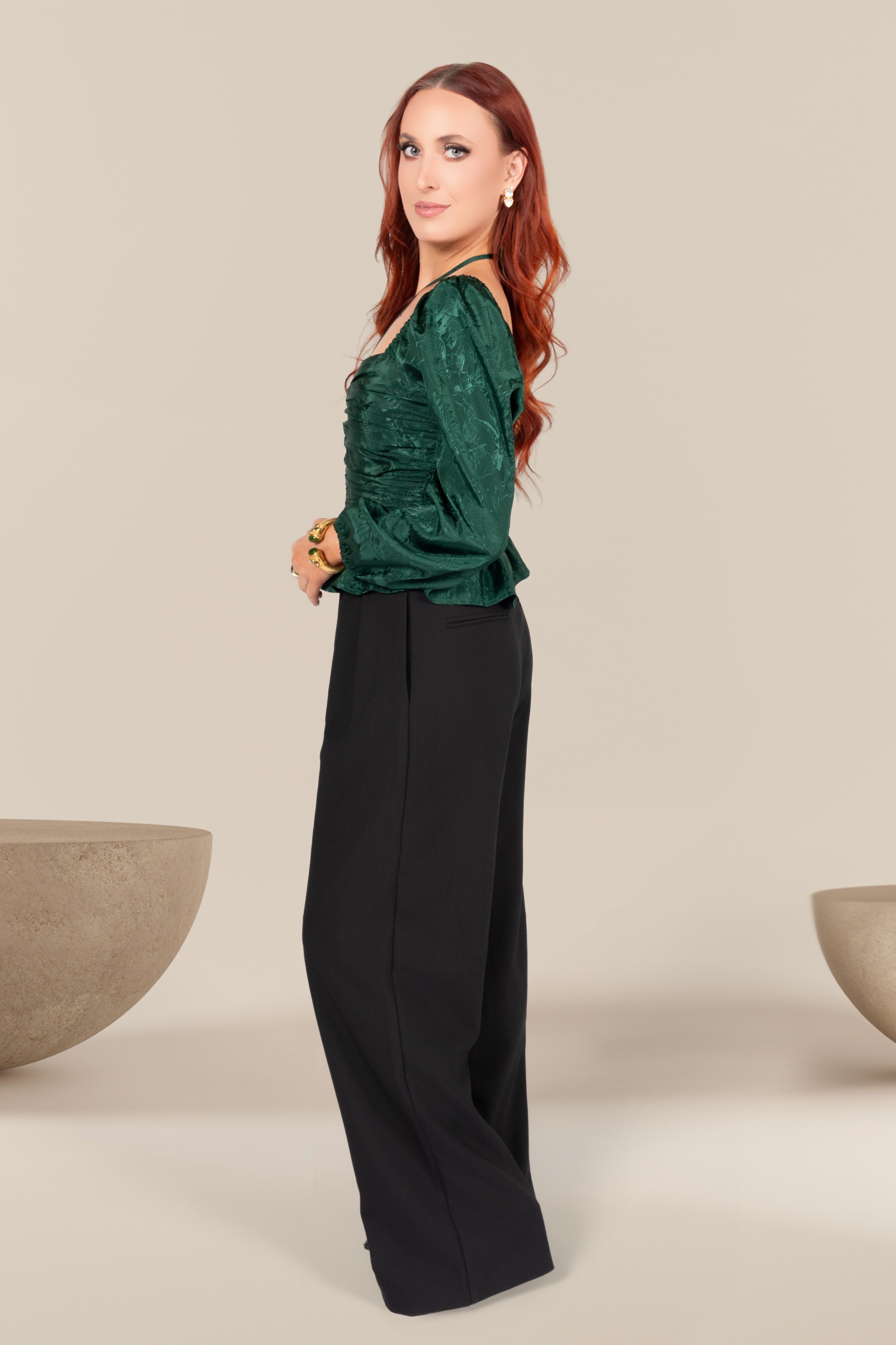 Remi Keyhole Jacquard Blouse