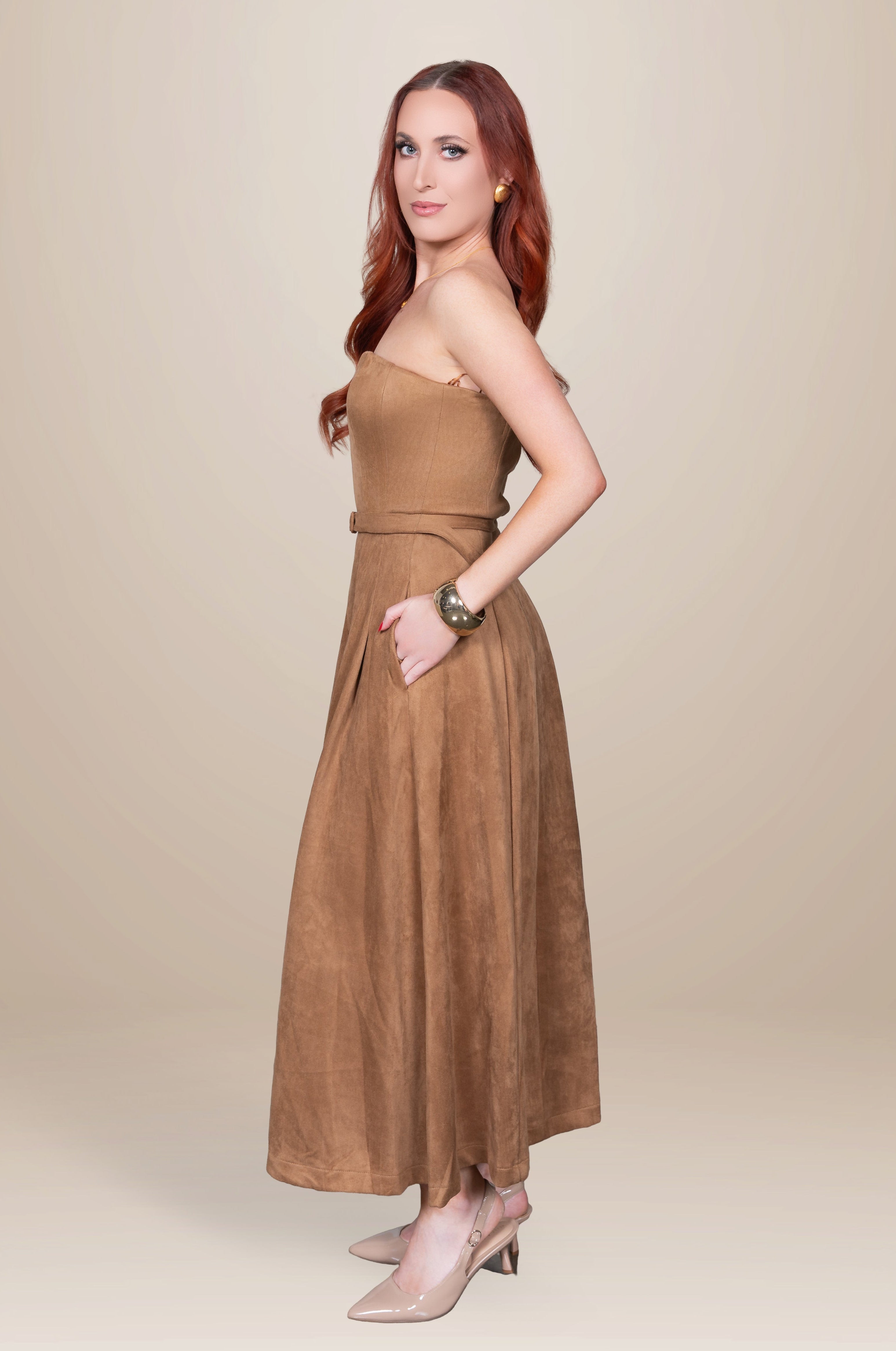 Maeve Suede Midi Dress