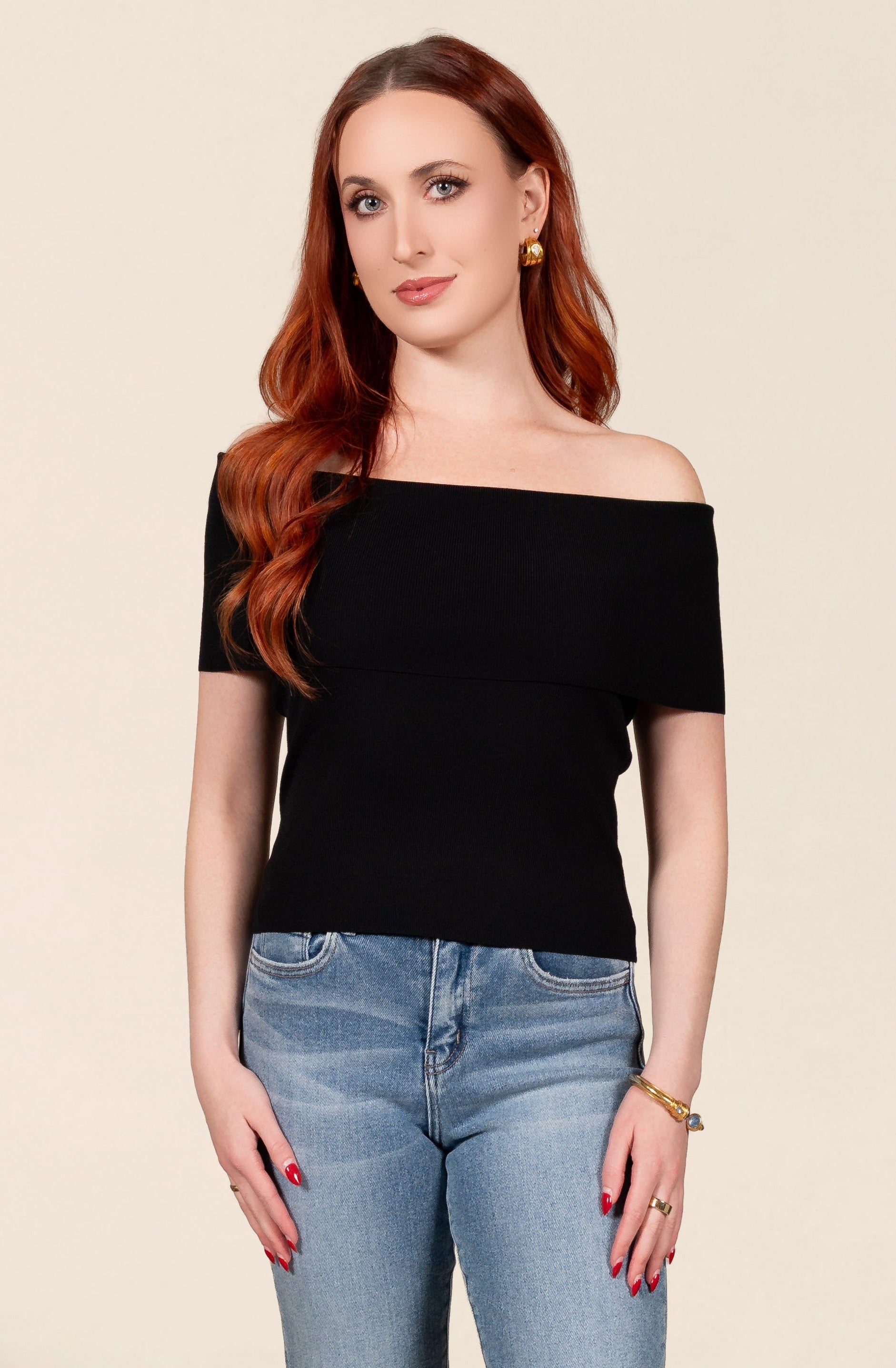 Stella Off-Shoulder Ribbed Knit Top