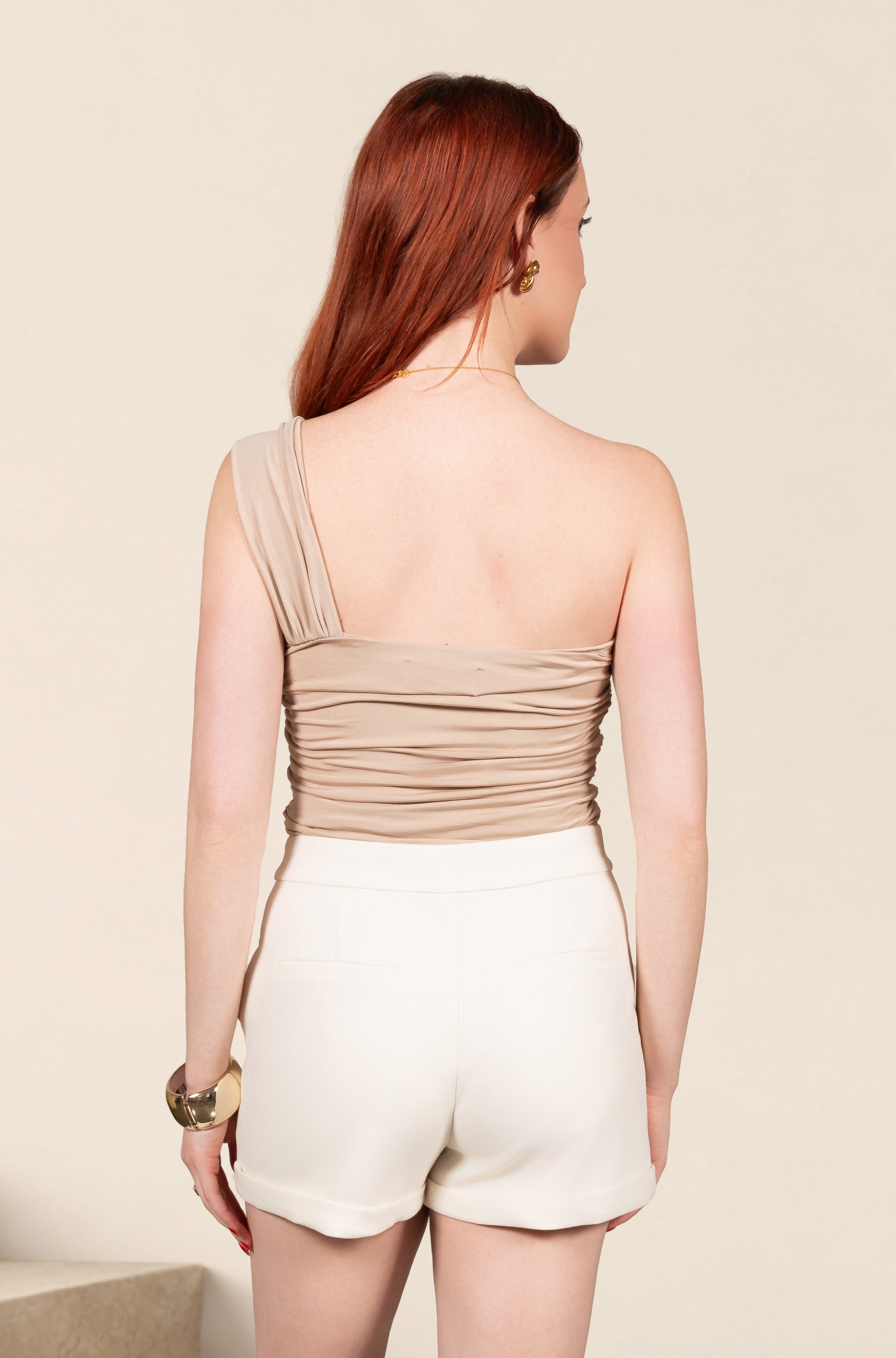 Aliana One-Shoulder Ruched Knit Top