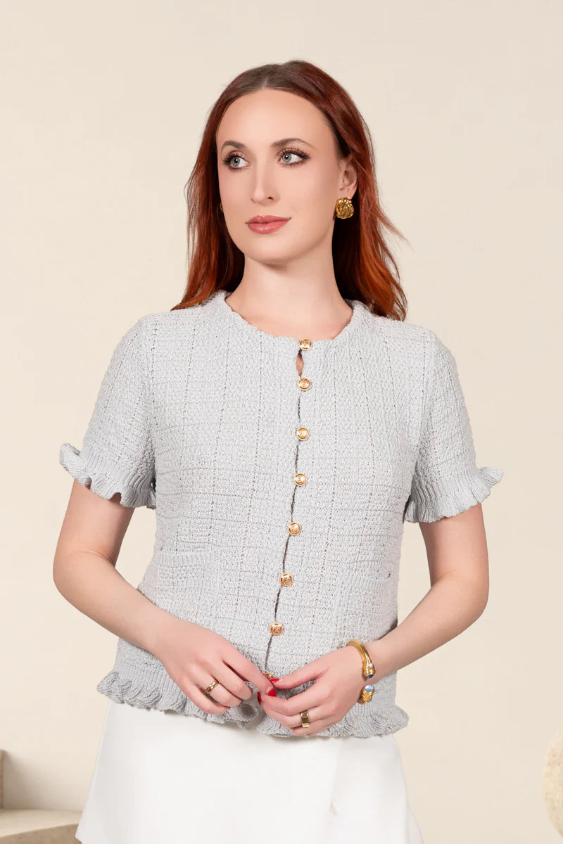 Leighton Textured Knit Cardigan Top