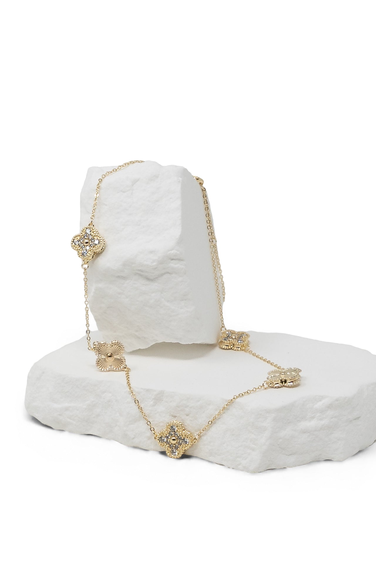 The Multi Clover Necklace with CZ Details