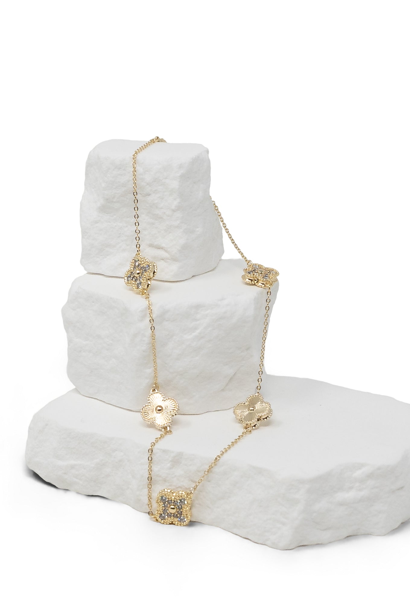 The Multi Clover Necklace with CZ Details