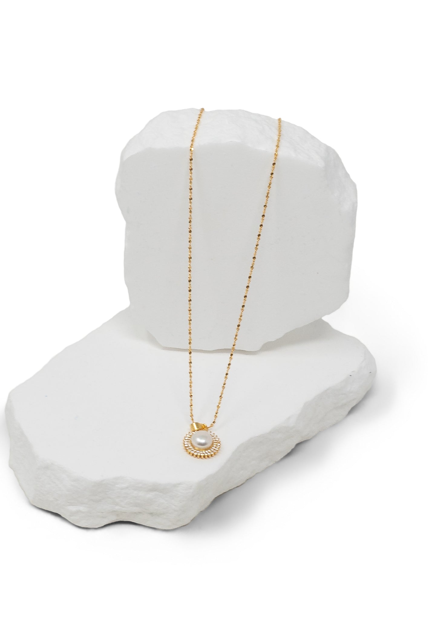 The Iris Pendant Necklace - Gold Plated Sterling Silver with Genuine Pearl