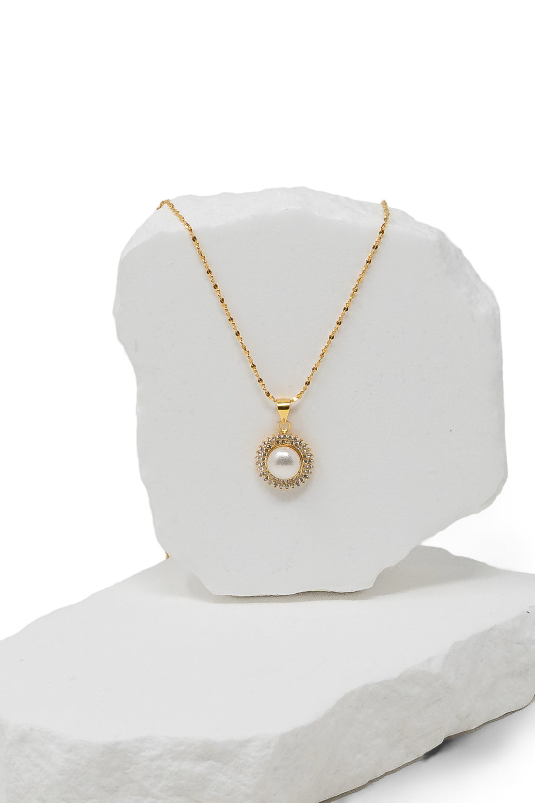 The Iris Pendant Necklace - Gold Plated Sterling Silver with Genuine Pearl