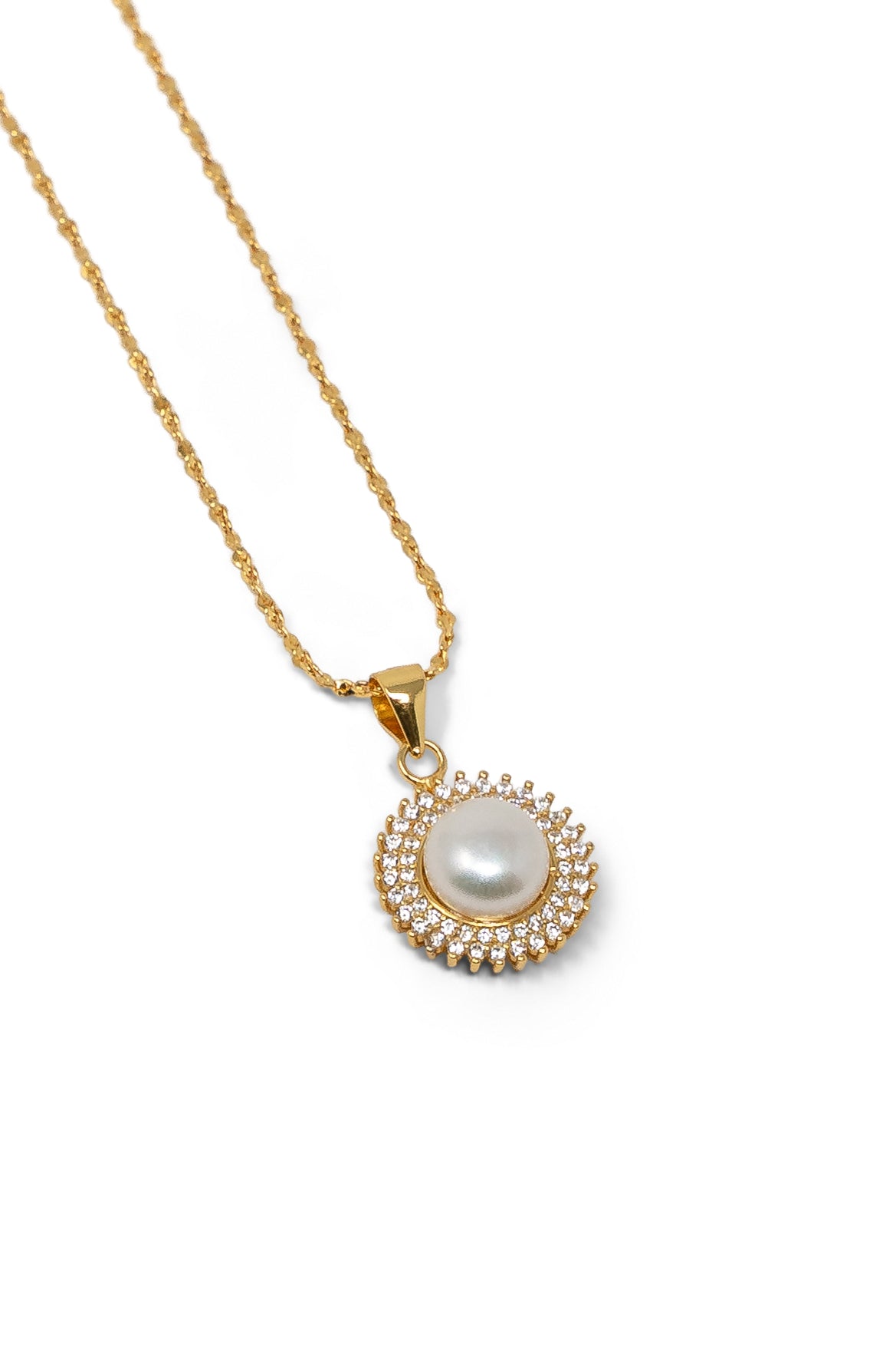 The Iris Pendant Necklace - Gold Plated Sterling Silver with Genuine Pearl