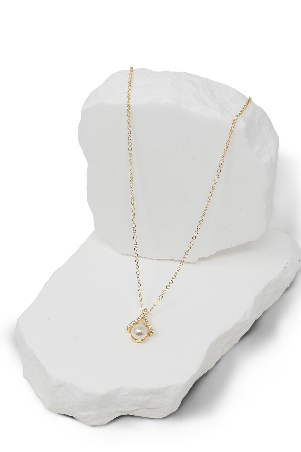 Elsie Pearl and CZ Pendant Necklace