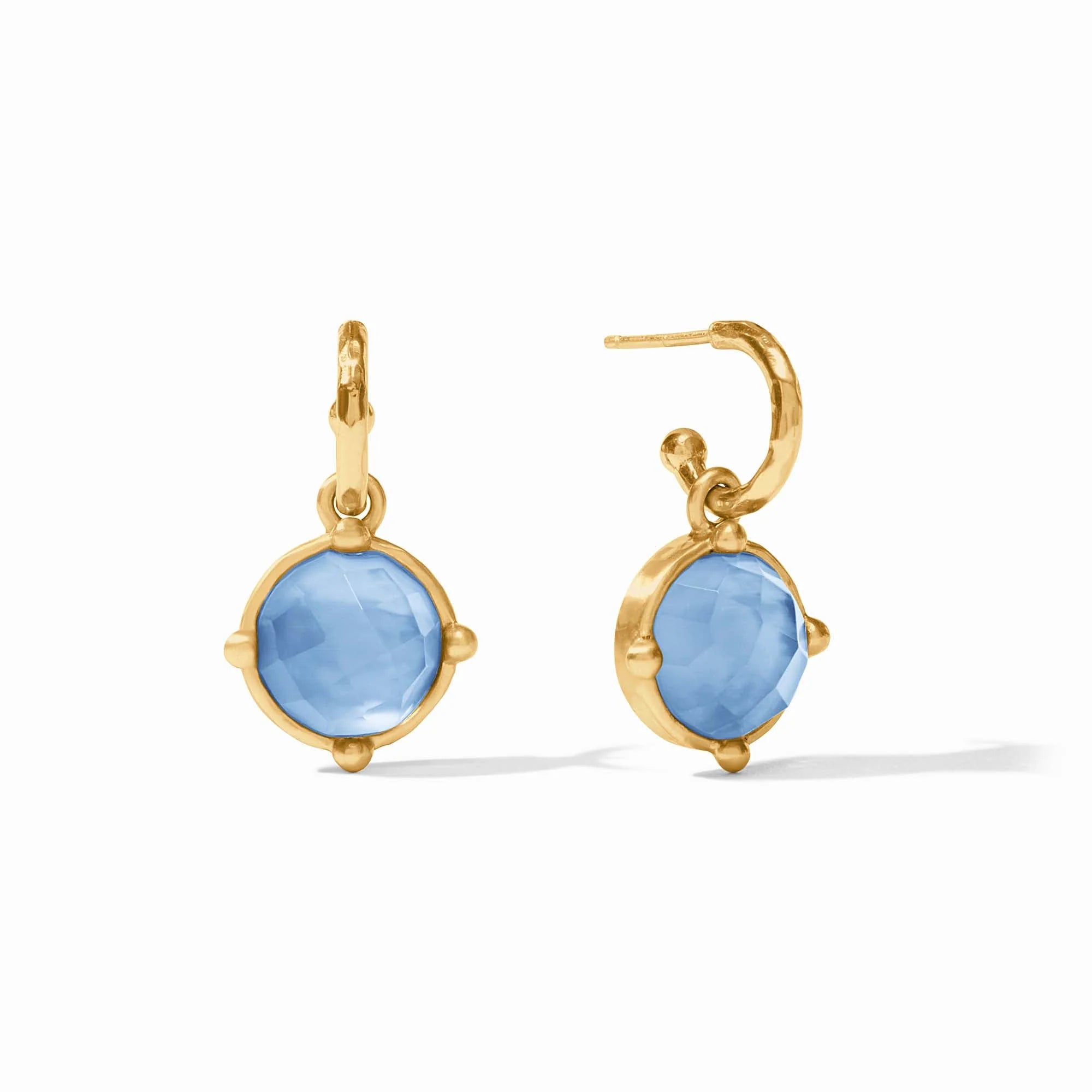 Honeybee Hoop & Charm Earring Iridescent Chalcedony Blue