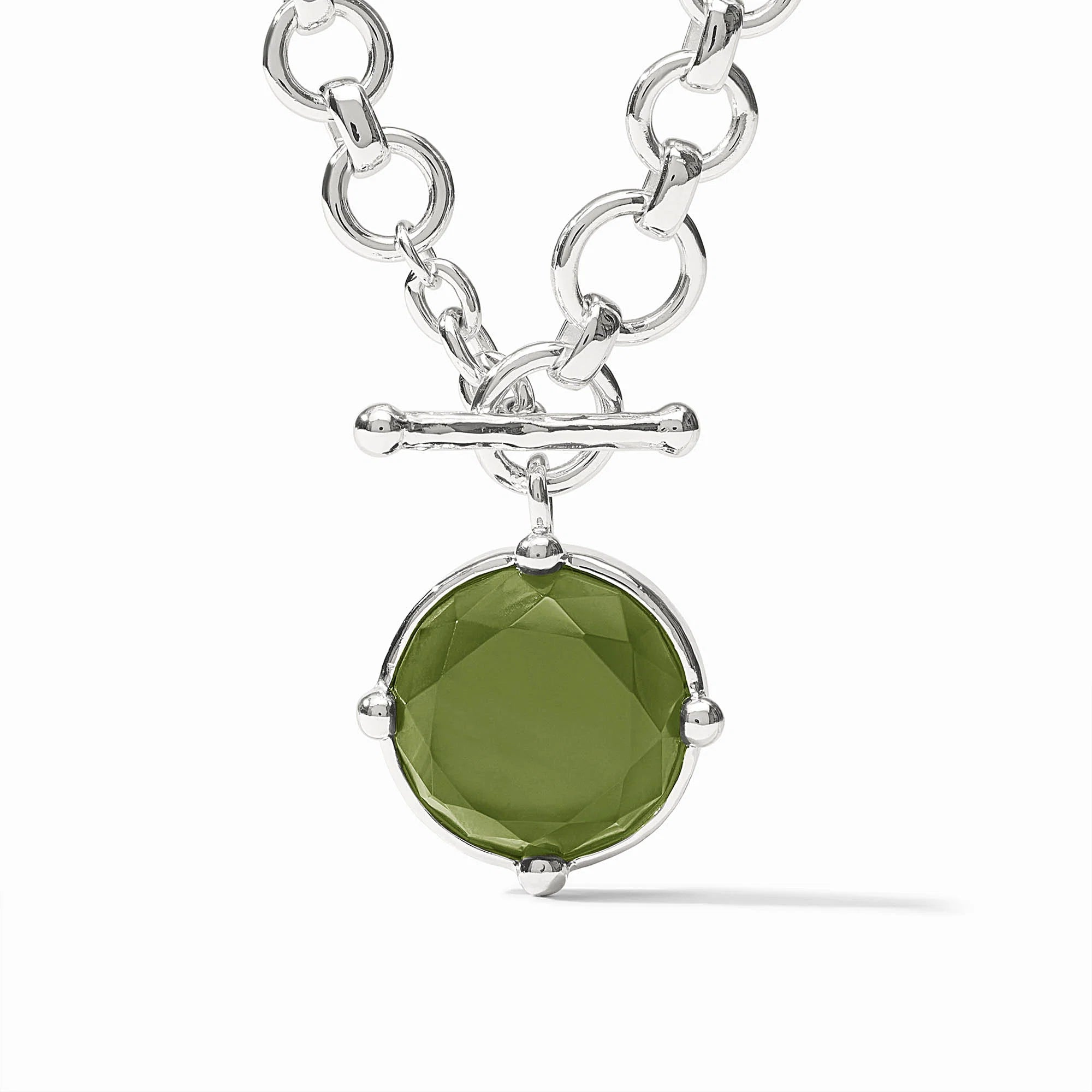 Honeybee Demi Necklace in Silver Iridescent Palmetto Green