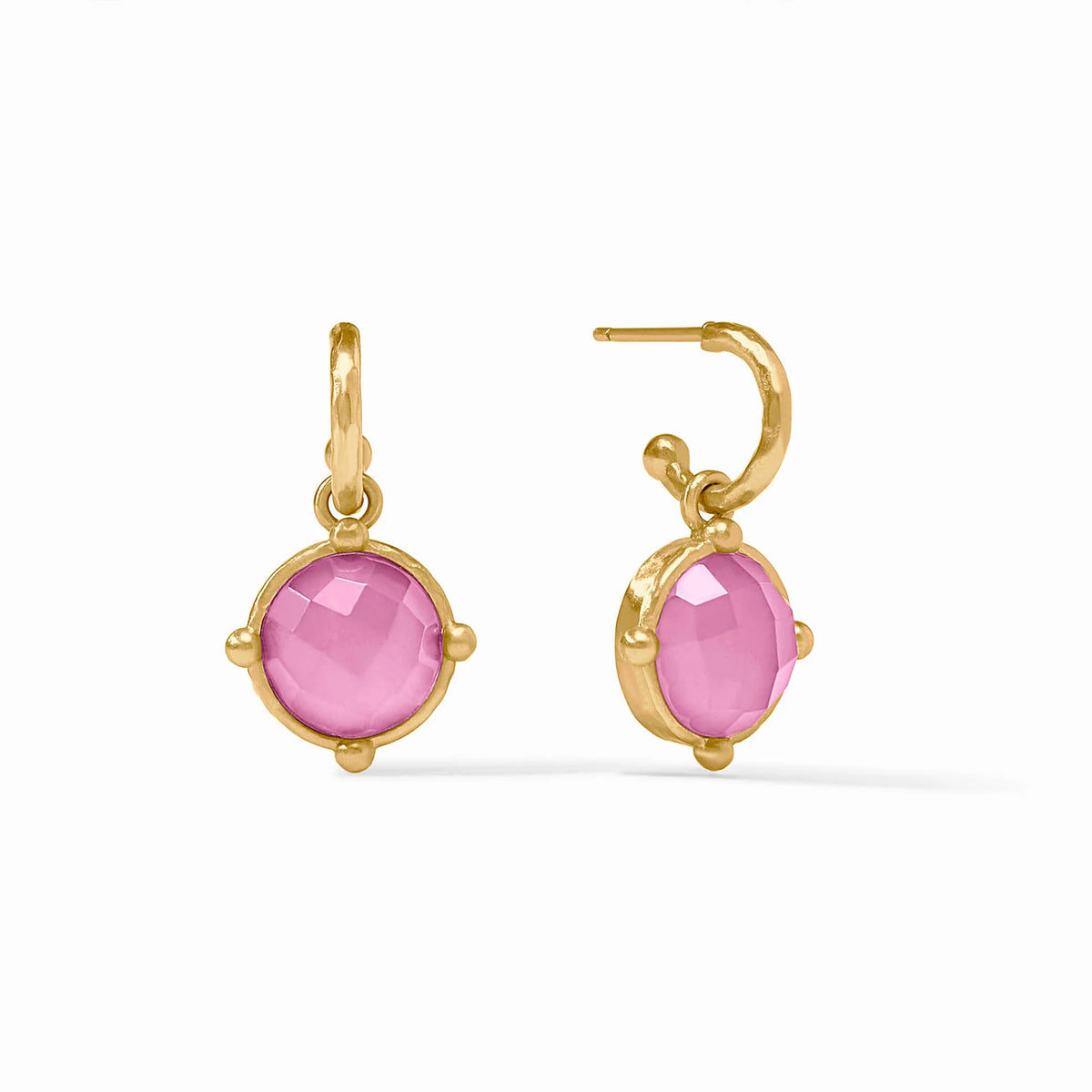 Honeybee Hoop & Charm Earring in Iridescent Tourmaline Pink