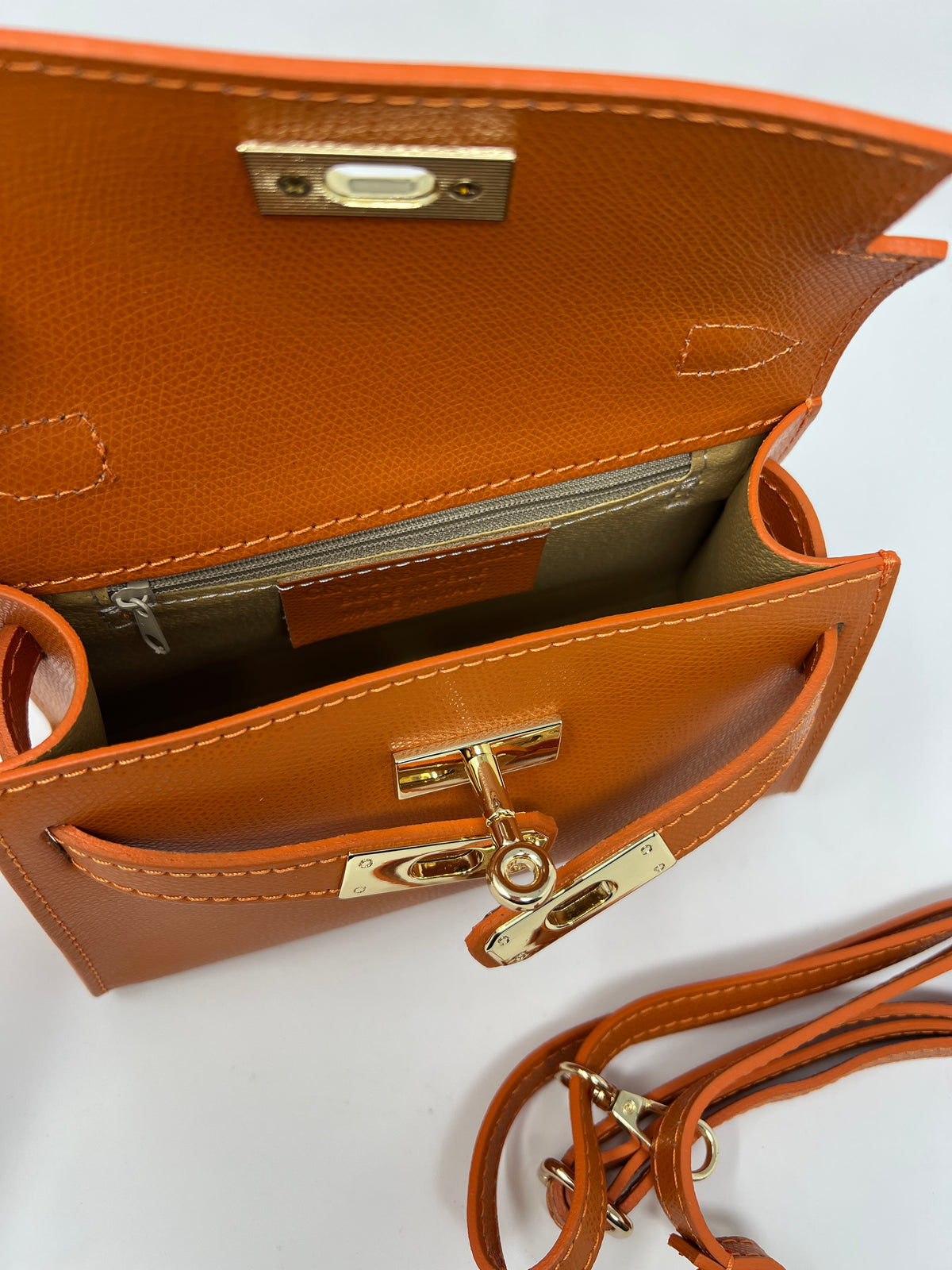 Mini Kallie Genuine Leather Bag in Orange