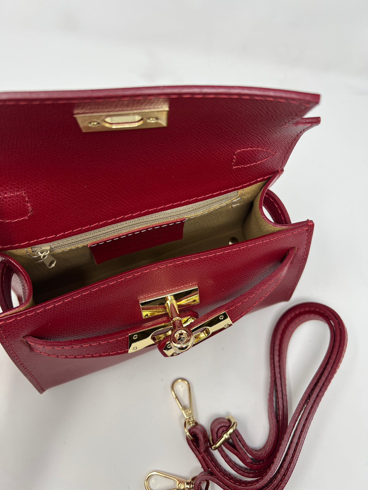 Mini Kallie Genuine Leather Bag in Red