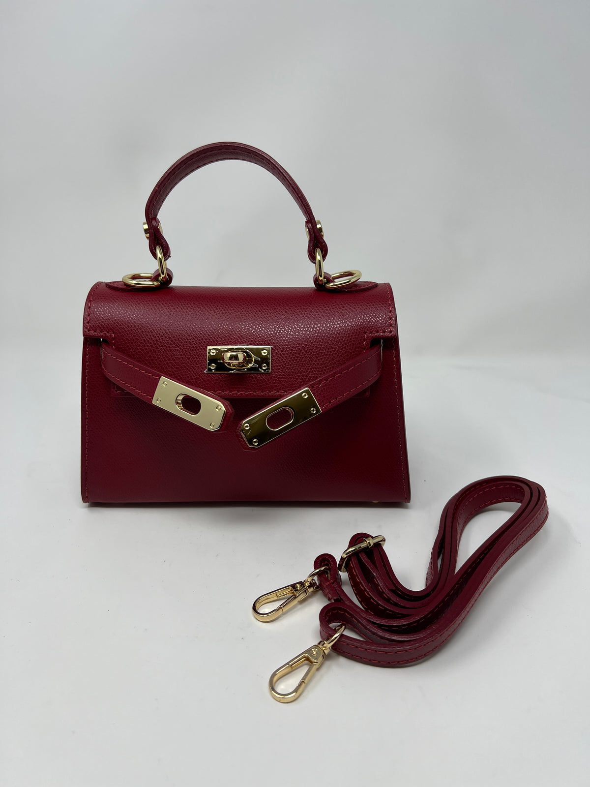 Mini Kallie Genuine Leather Bag in Red