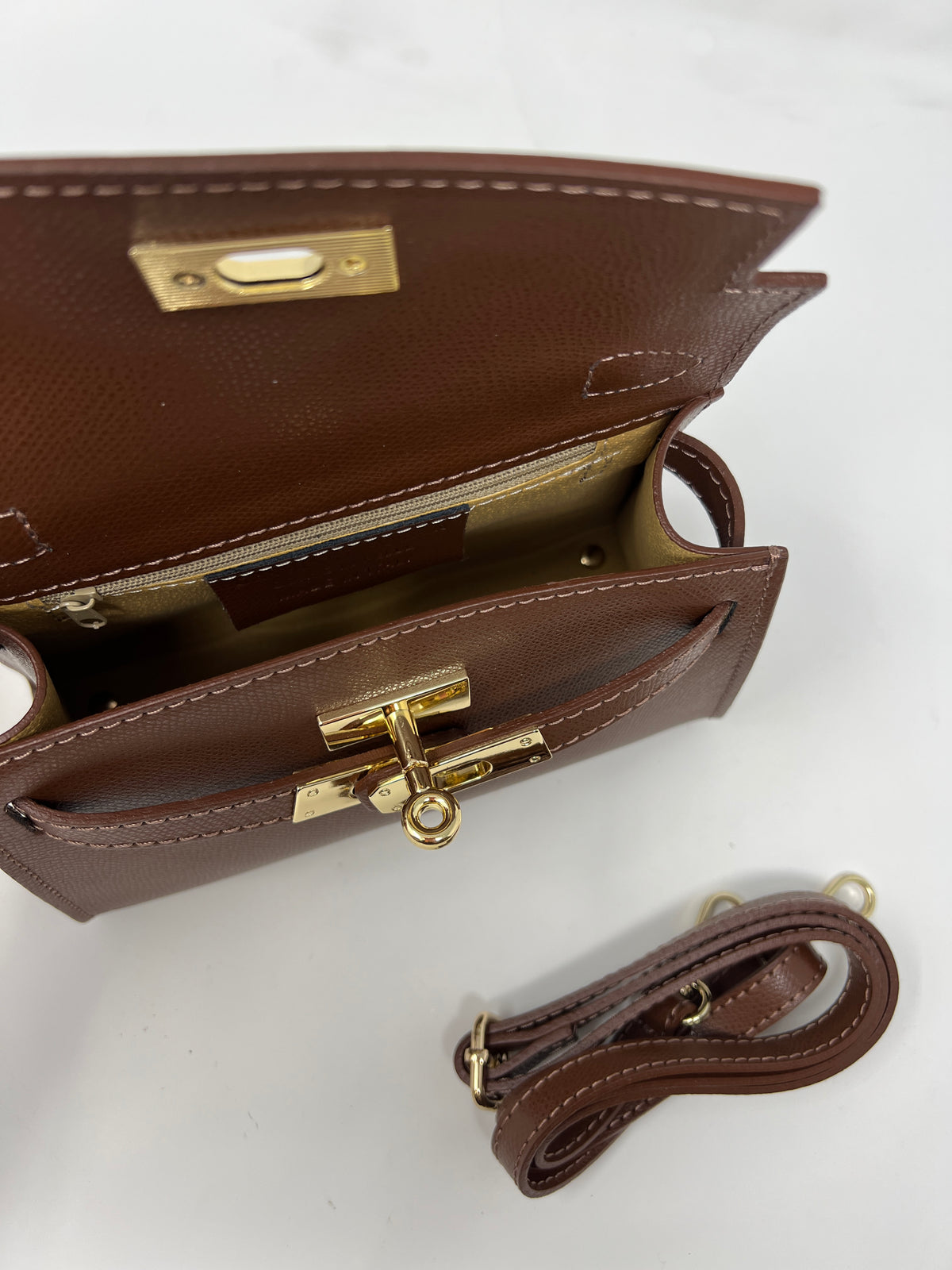 Mini Kallie Genuine Leather Bag in Brown