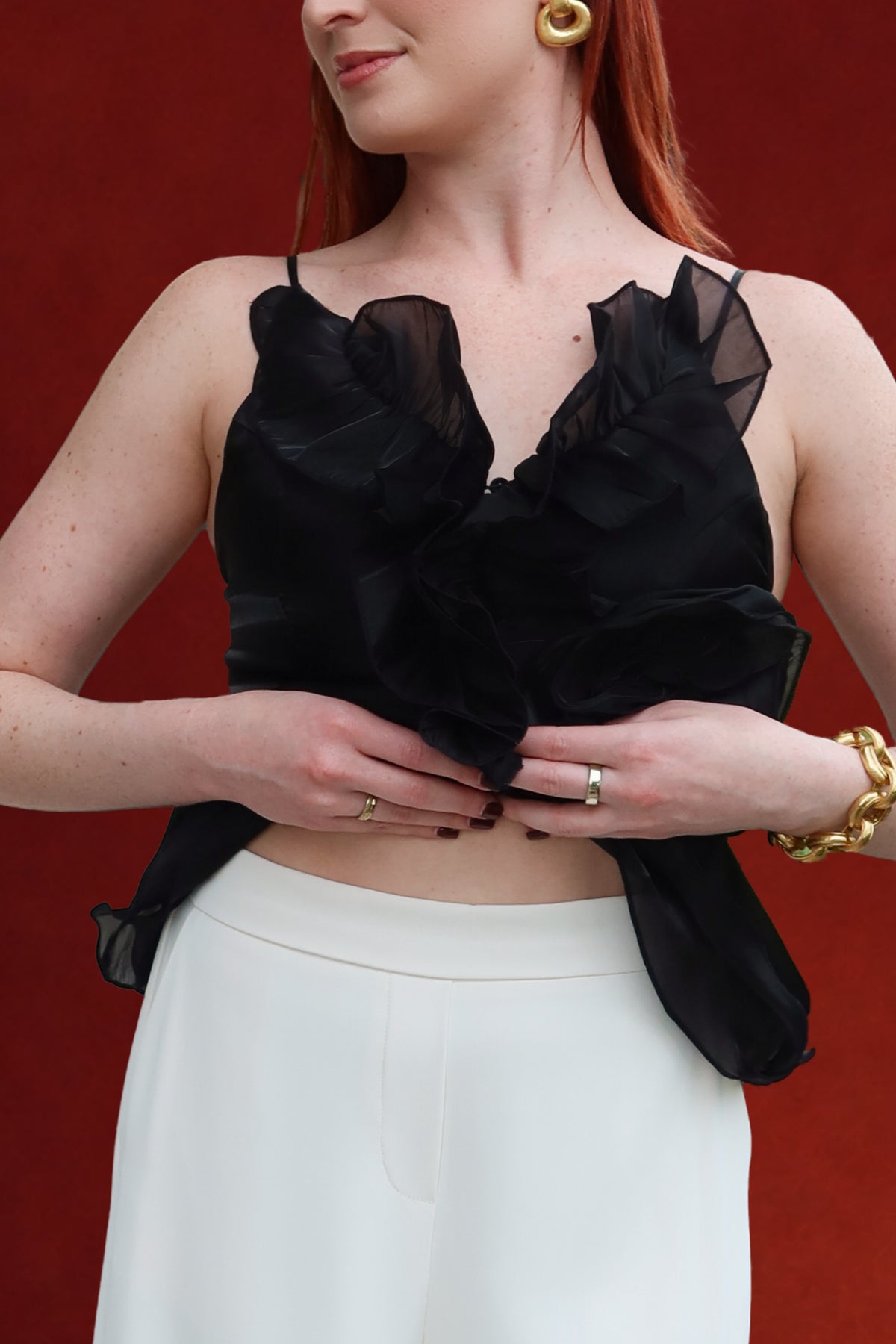 Ivy Extra Wide Leg Pull On Trousers in Ecru