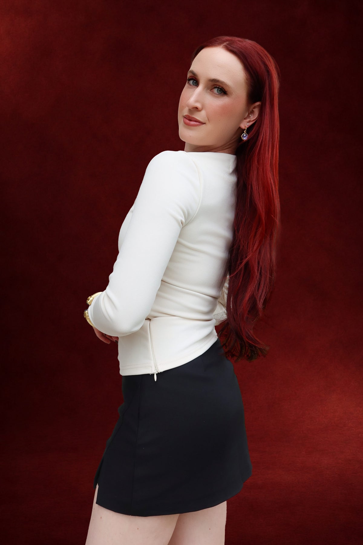 Cut Out Mini Skort in Black