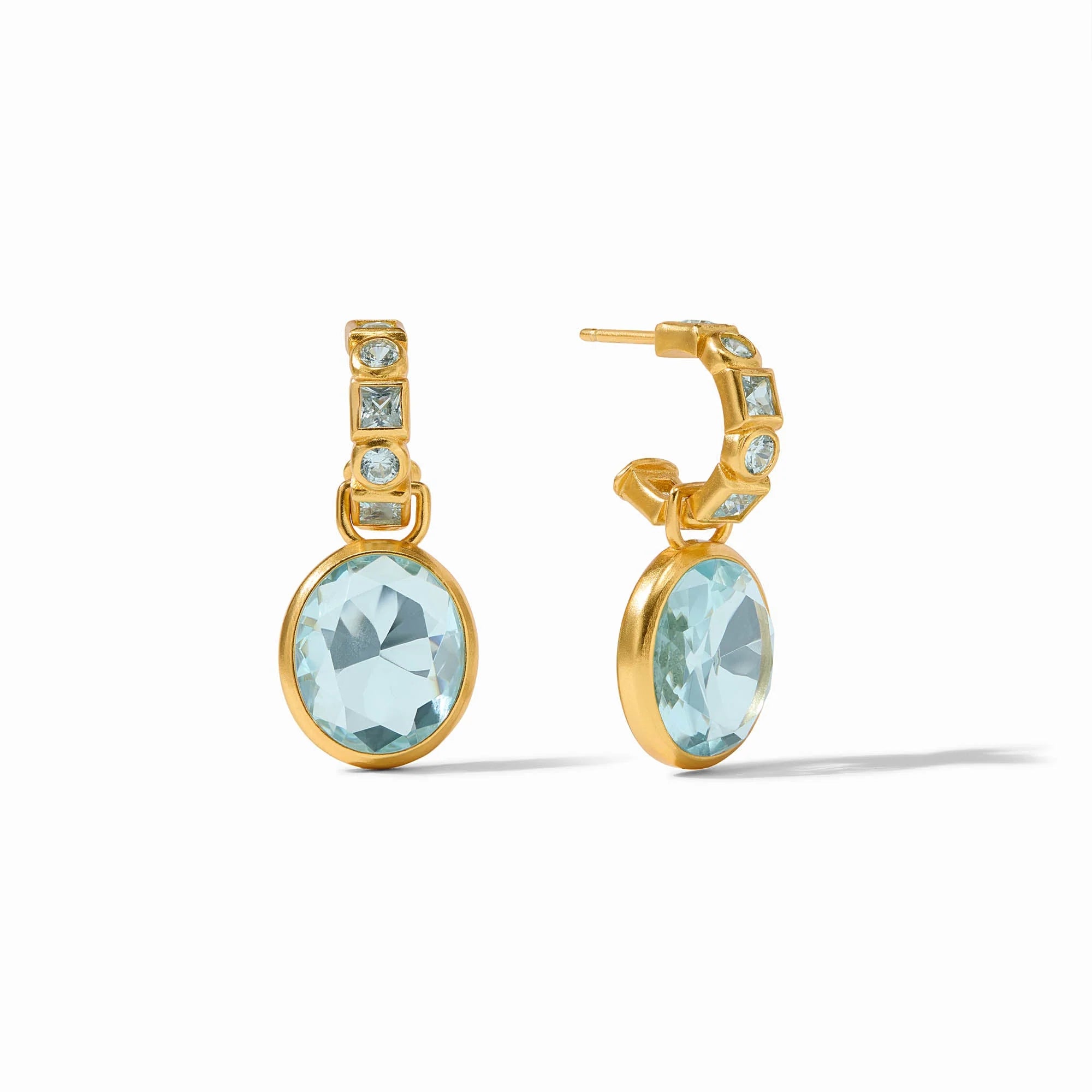 Jolie Hoop & Charm Earring Aquamarine Blue