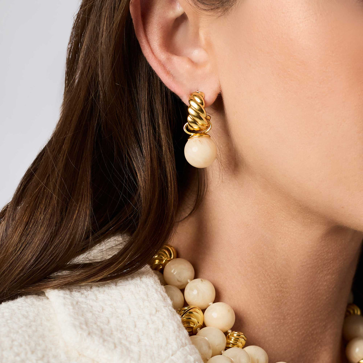 Ravello Hoop & Charm Earring in Ivory