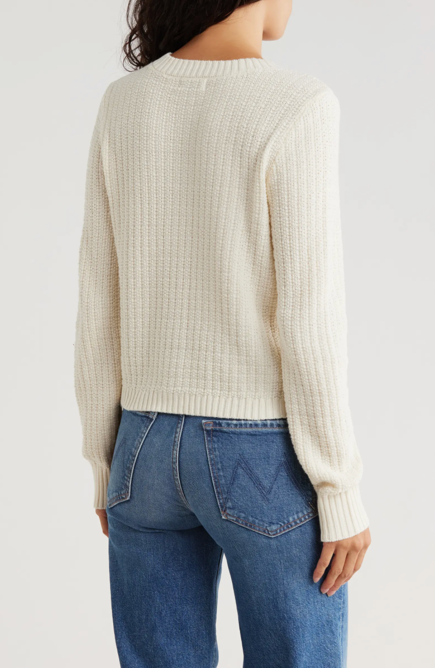 Ellie Textured Knit Cardigan in Cream