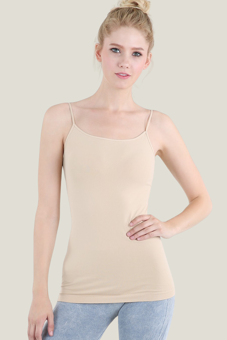 Essential Long Cami in Stone