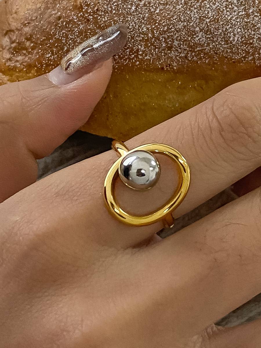 Bianca Two Tone Round Ring - Size 7