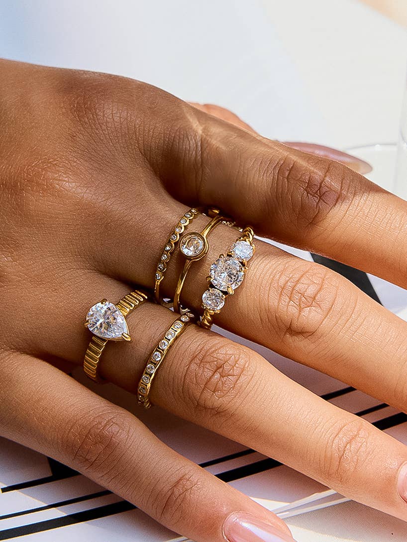 Thea Statement Pear Stone Ring - Size 7