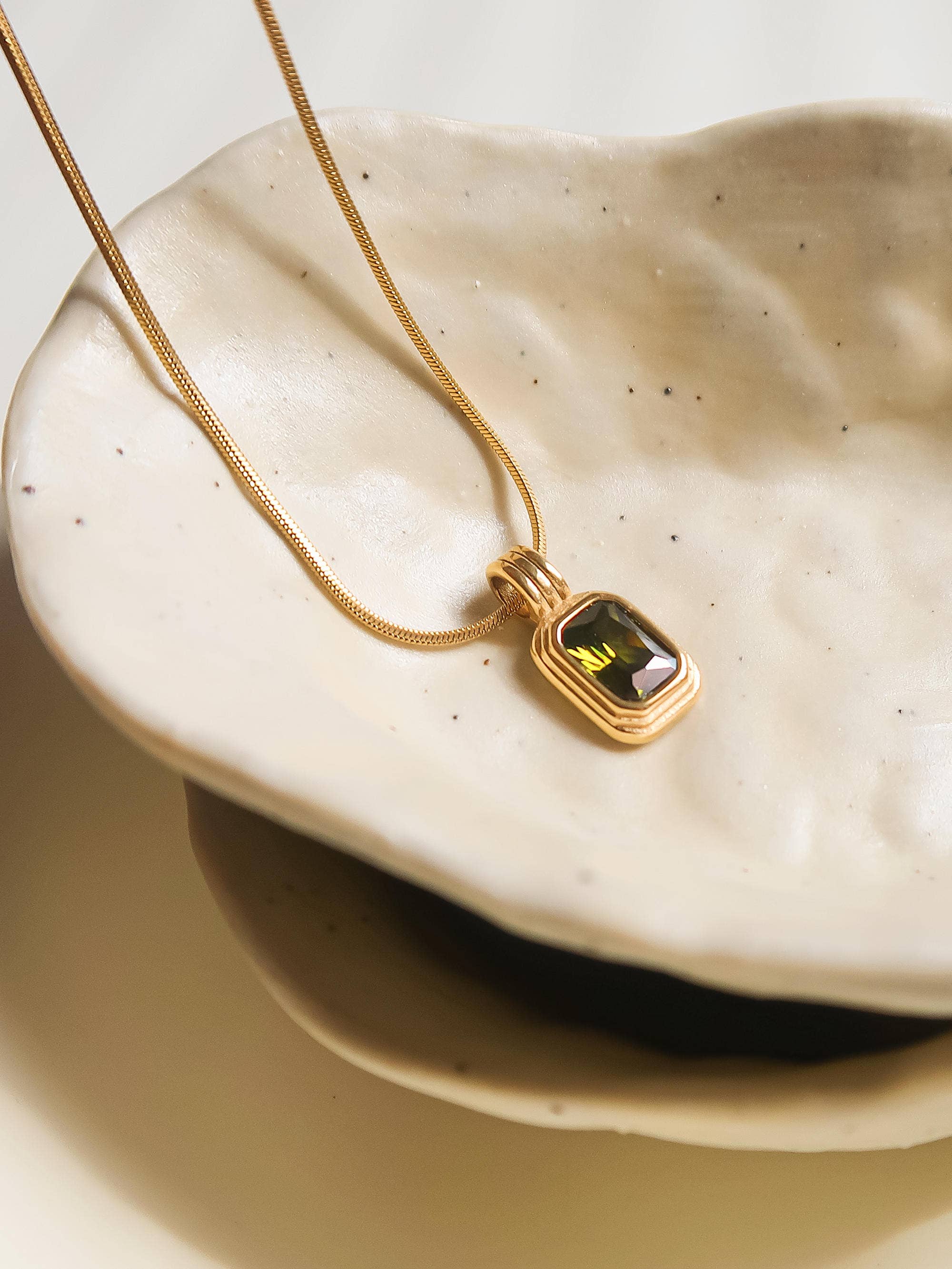 Hadley Green Square Stone Pendant Necklace