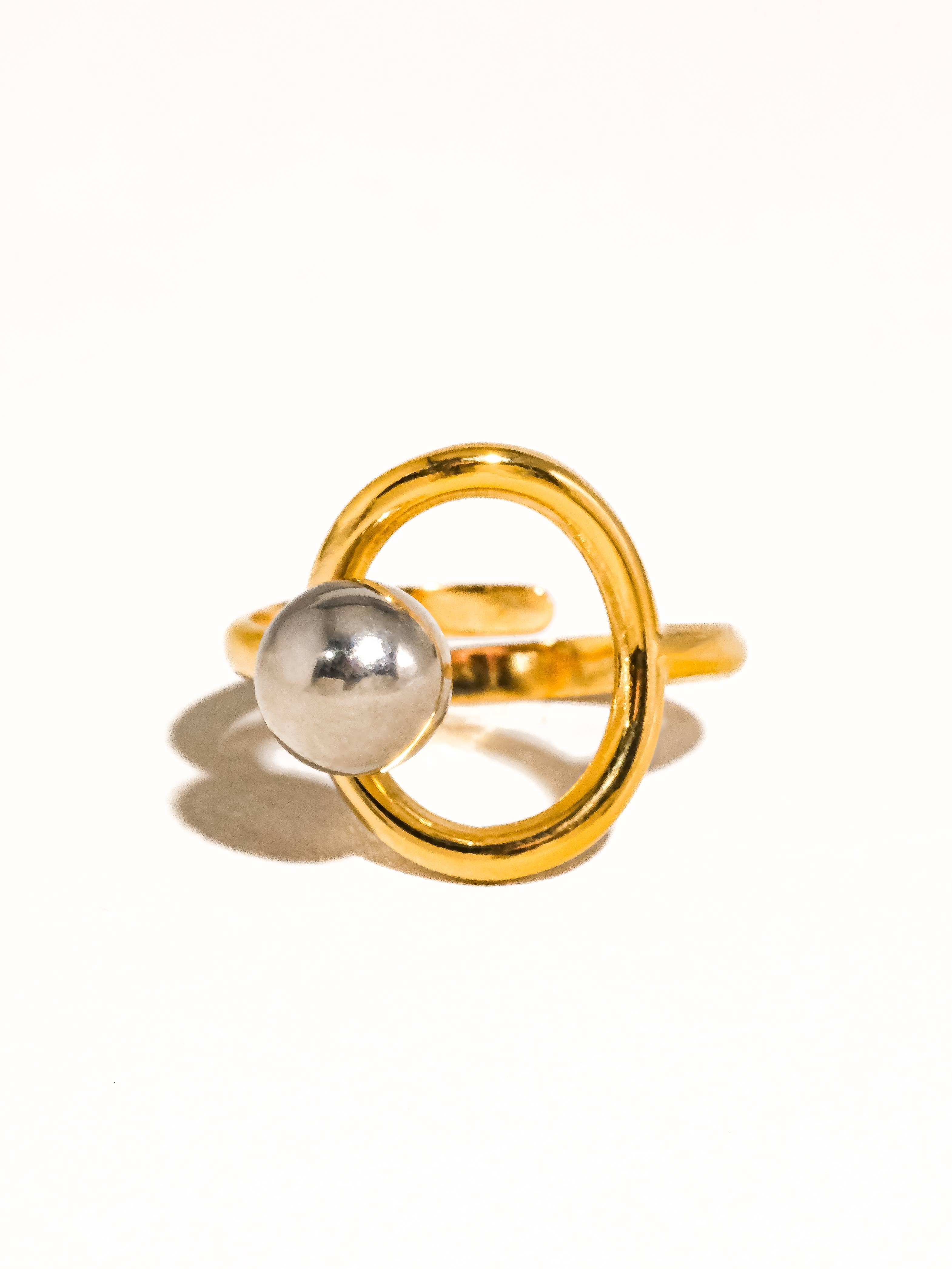 Bianca Two Tone Round Ring - Size 7