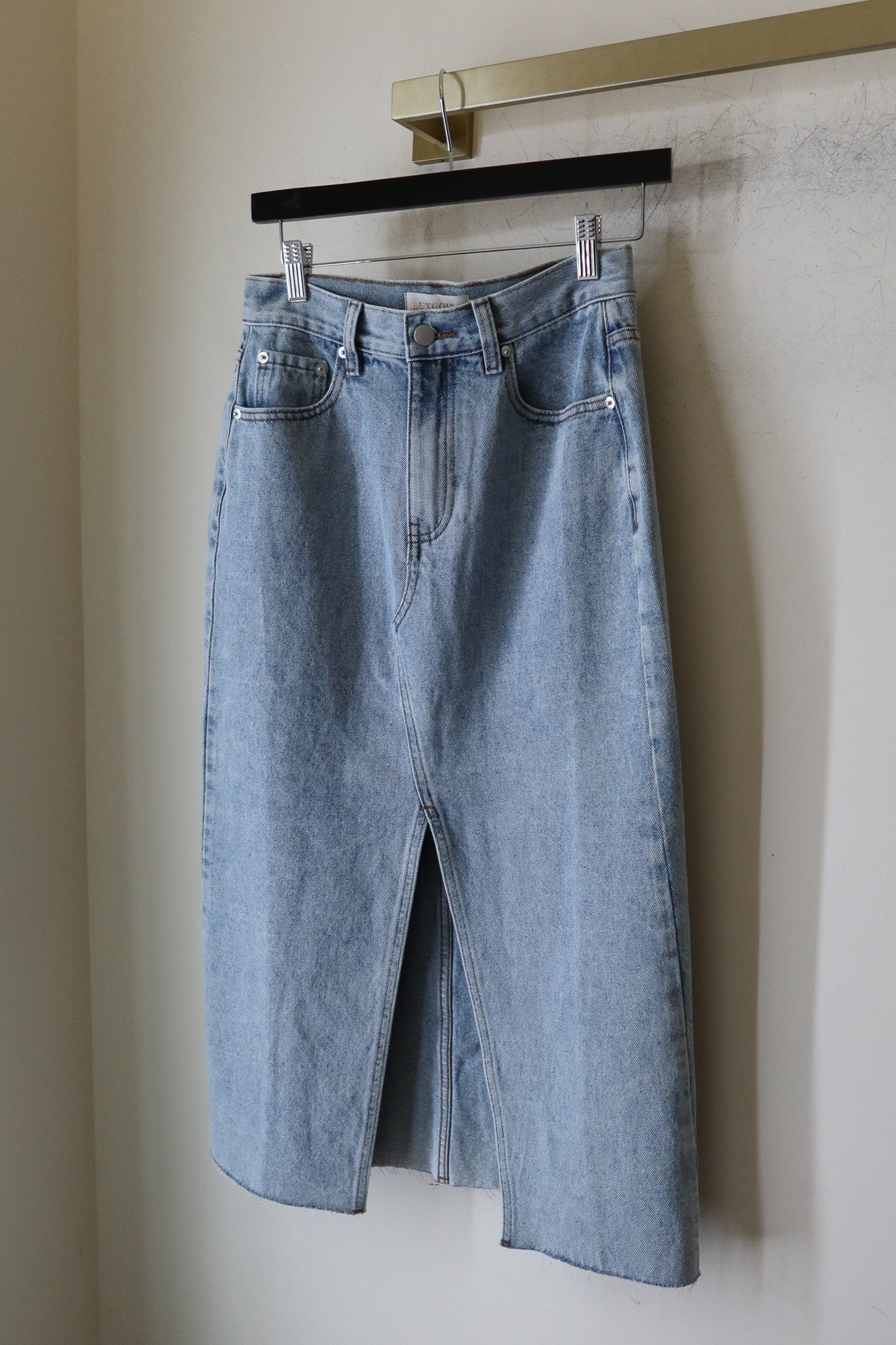 Angie Denim Slit Front Skirt