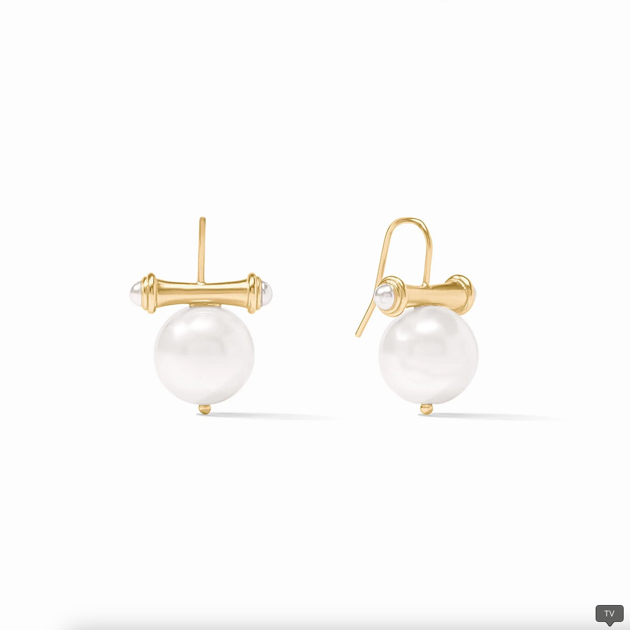 Julie Vos Bamboo Pearl Earring Gold Plated