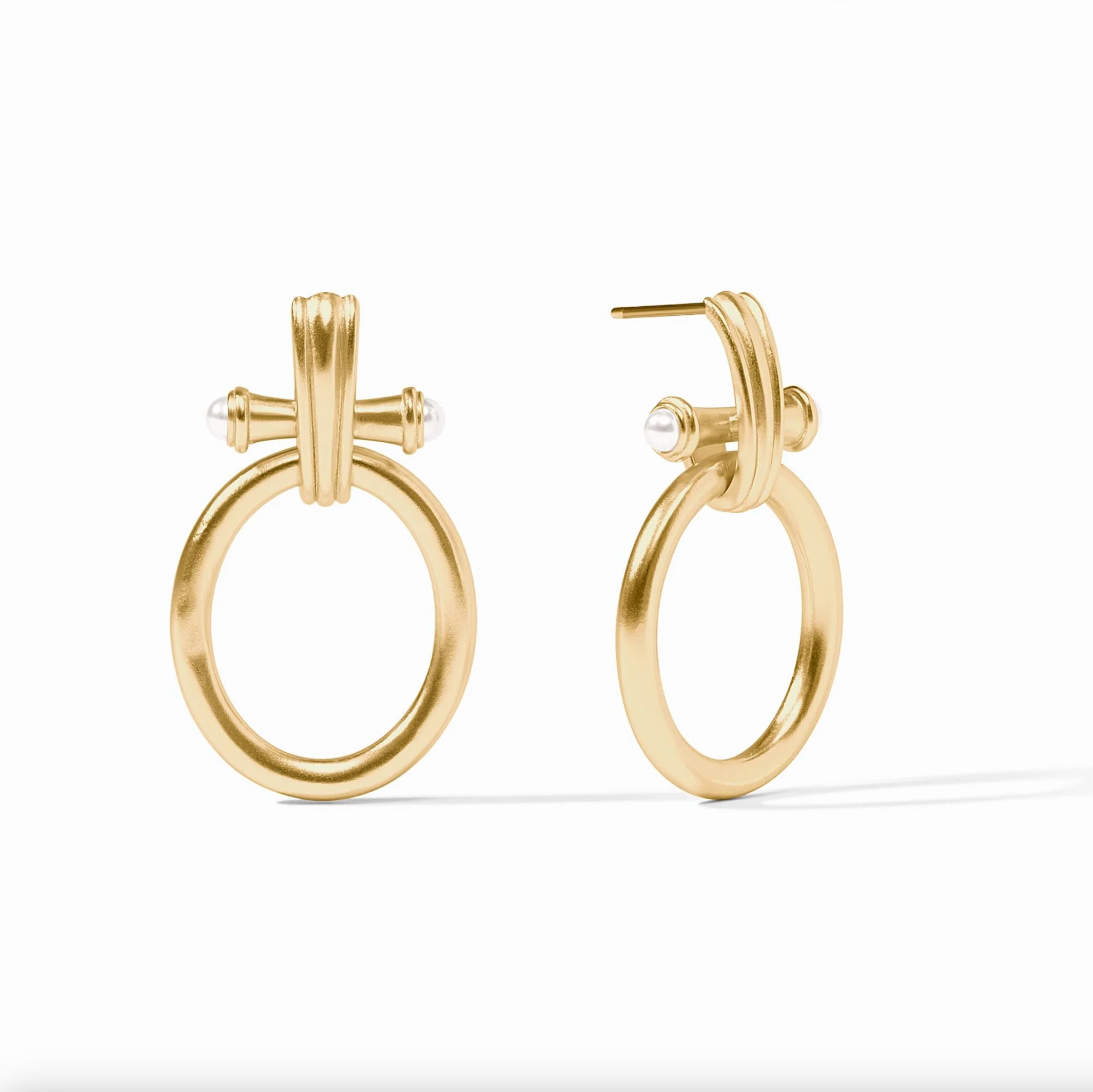 Julie Vos Bamboo Doorknocker Earring Pearl