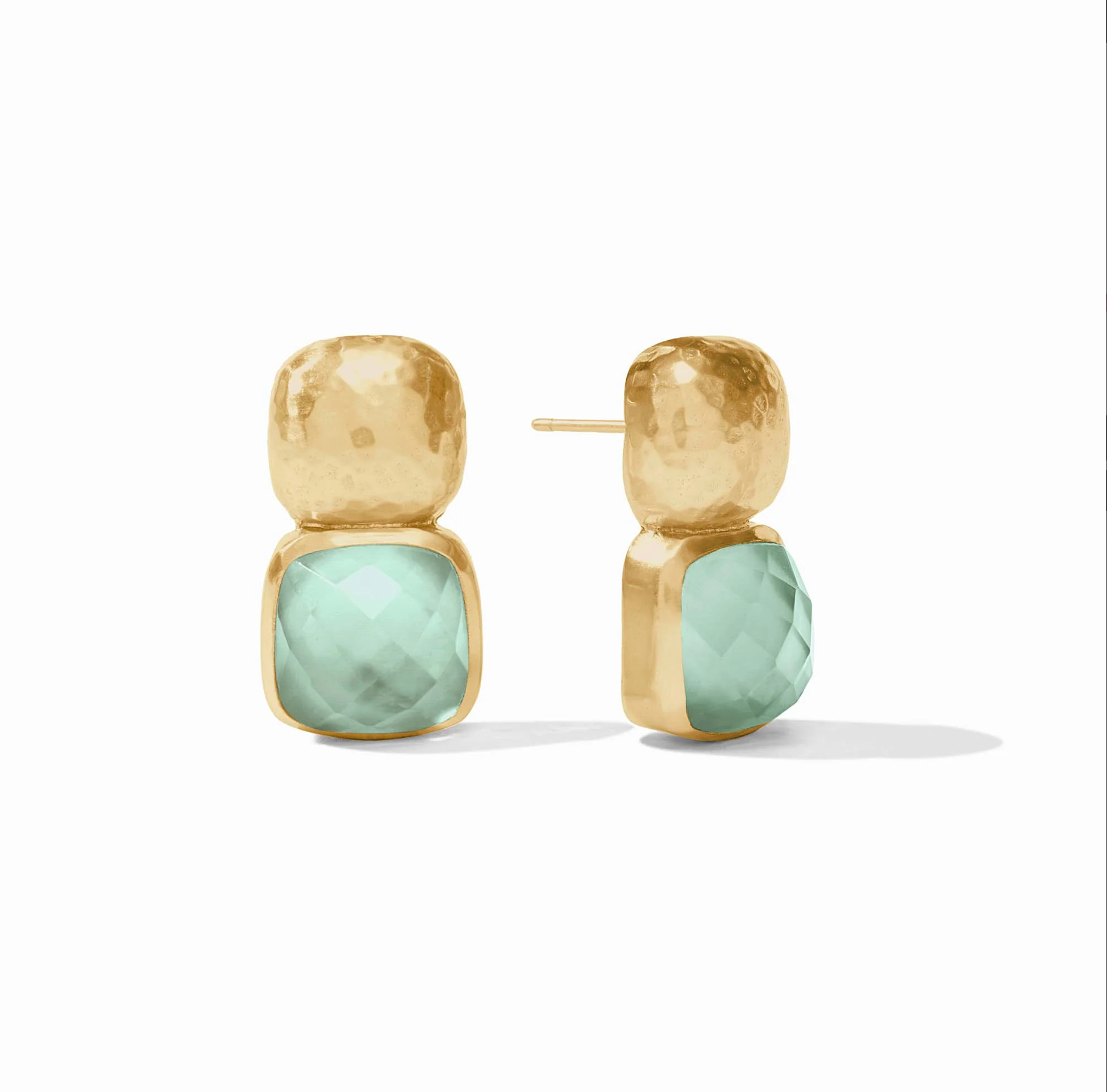 Julie Vos Catalina Earring Gold Iridescent Aquamarine Blue