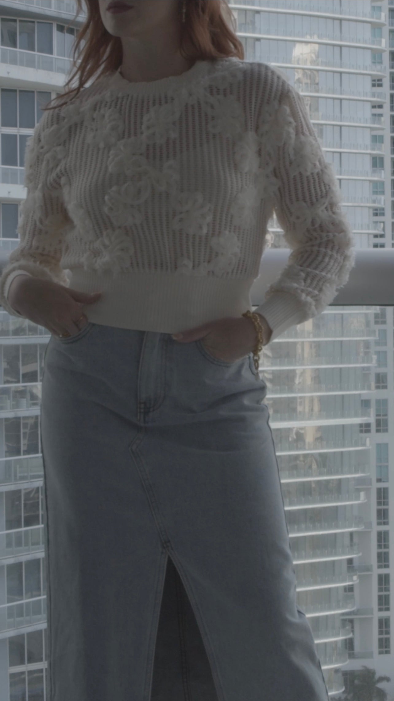 Angie Denim Slit Front Skirt