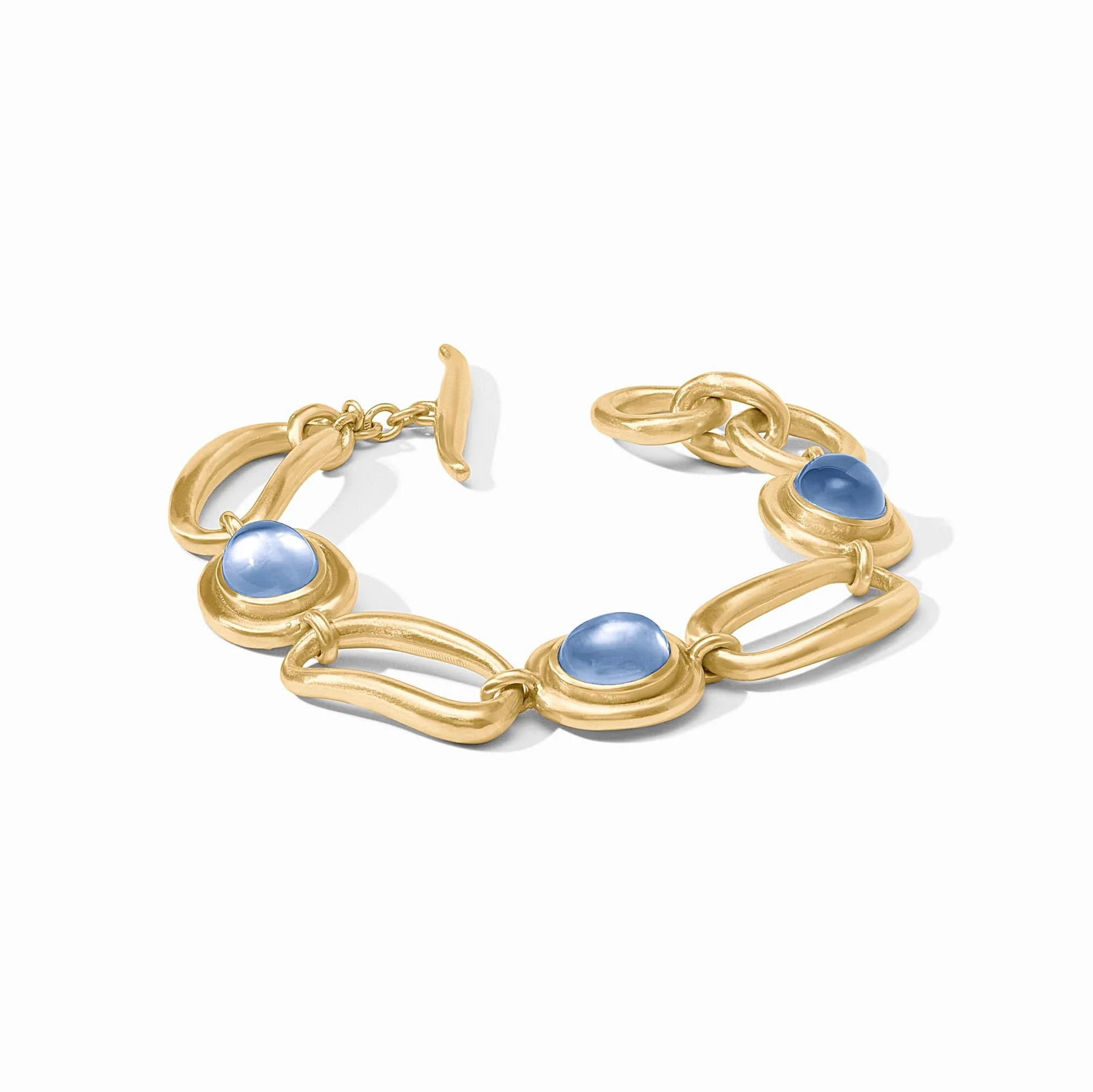 Wave Stone Bracelet Iridescent Chalcedony Blue