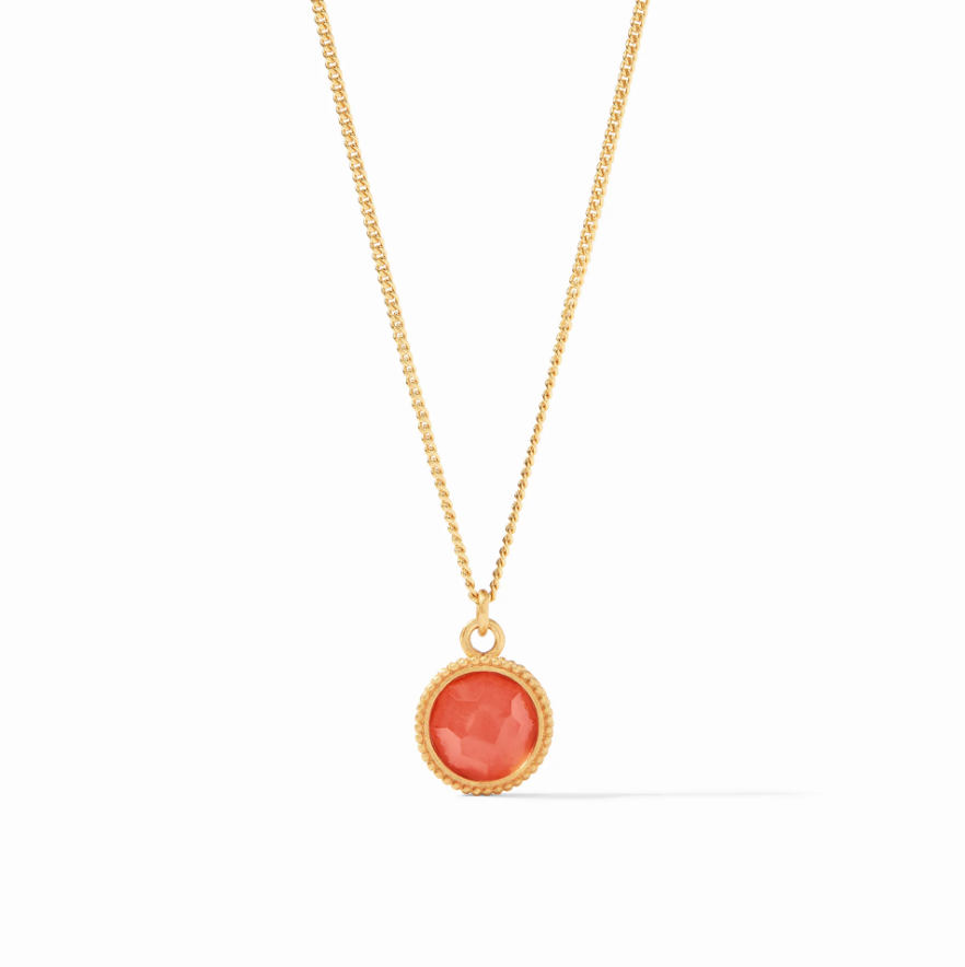 Julie Vos Fleur-de-Lis Solitaire Necklace Gold Iridescent Bahamian Coral Reversible