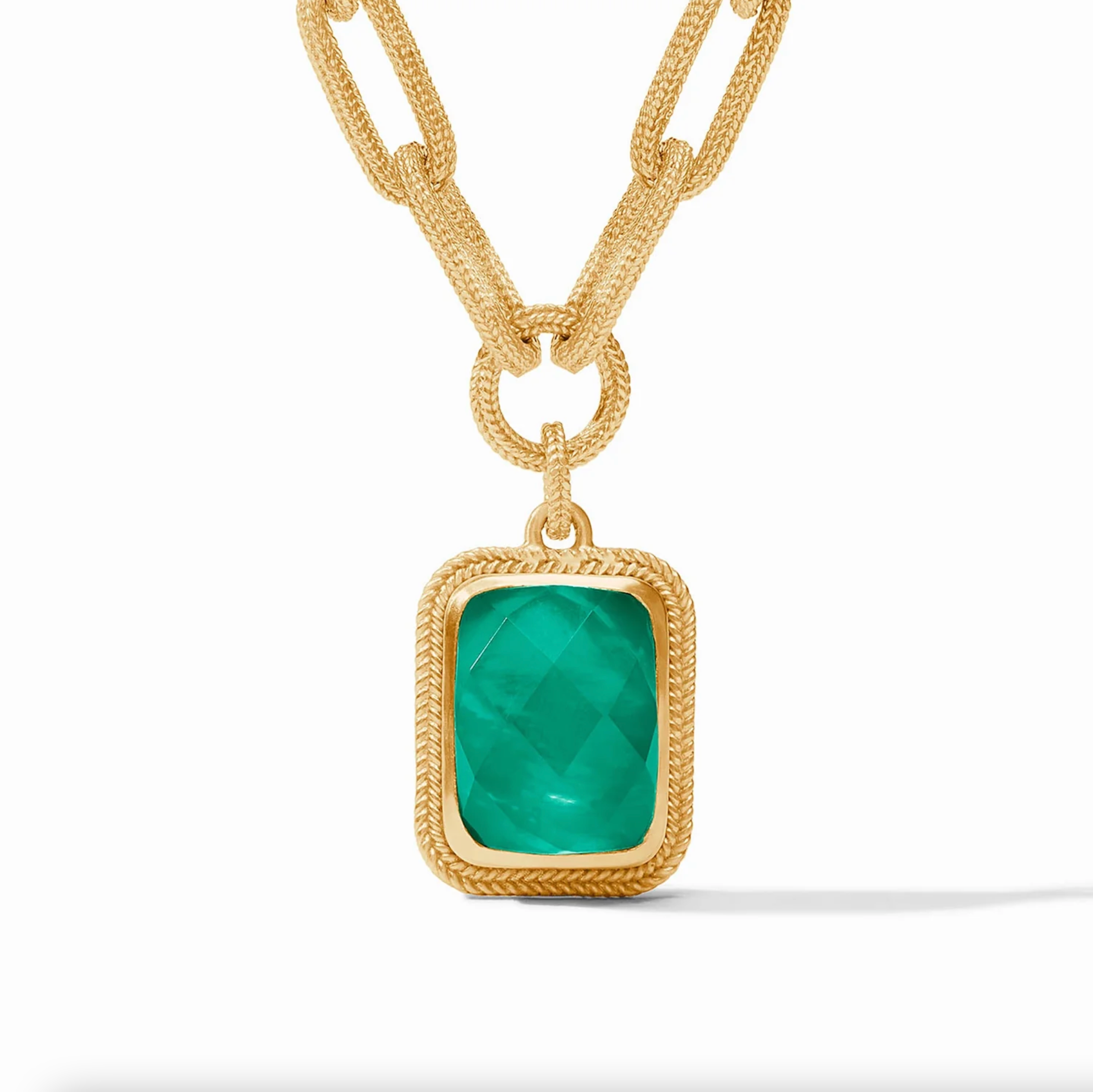 Cheval Paperclip Statement Necklace Iridescent Emerald Green