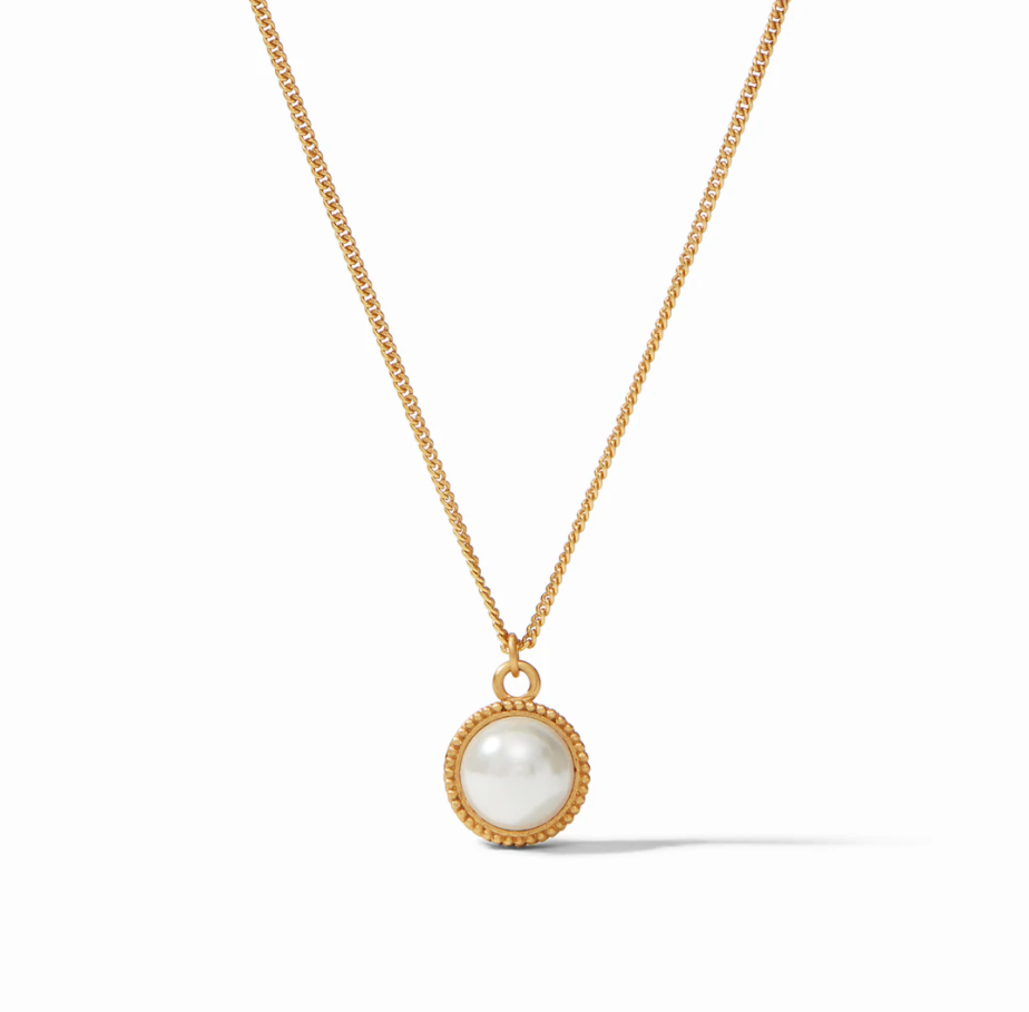 Julie Vos Fleur-de-Lis Solitaire Necklace Gold Shell Pearl Reversible