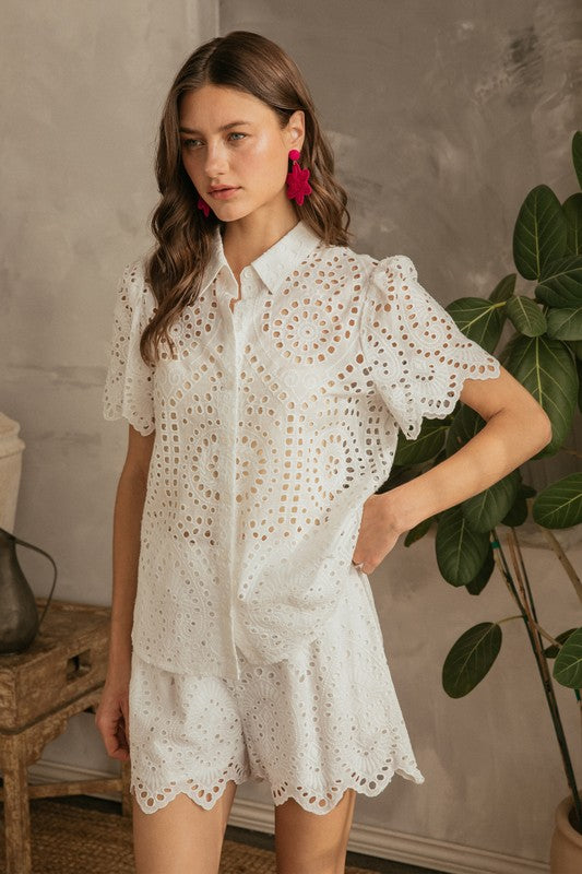 Santina Eyelet Lace Top